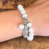 White Howlite Calming Bracelet with Feather Charm