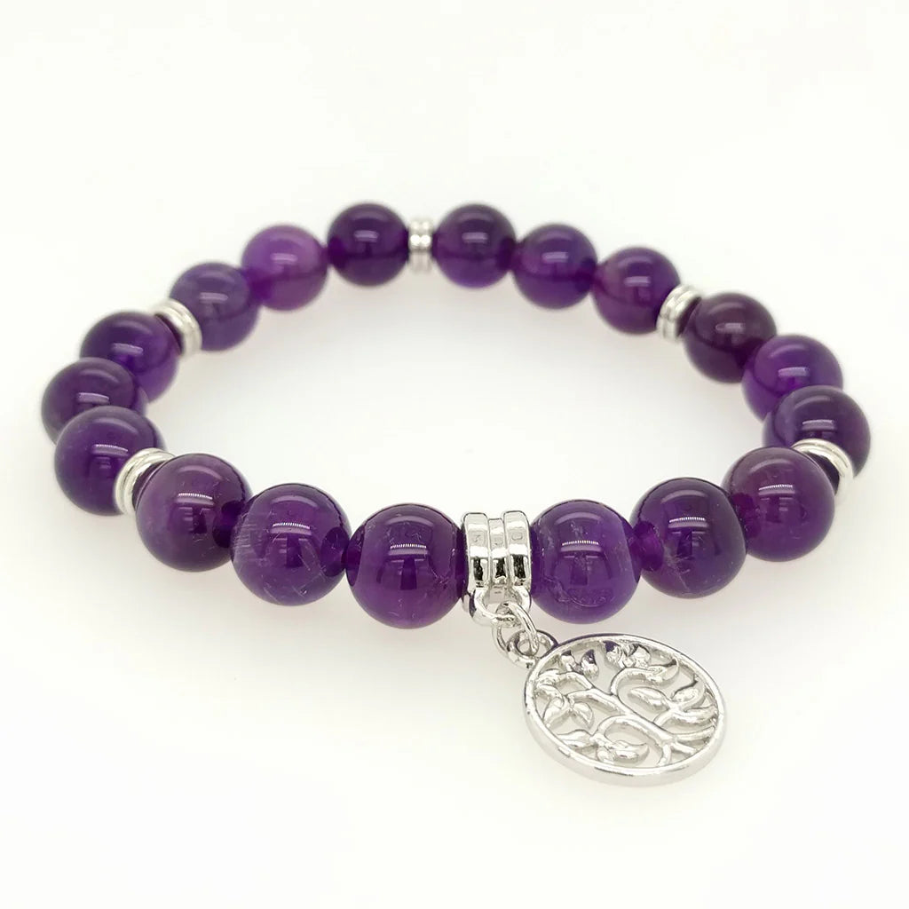 Amethyst Tree of Life Charm Bracelet