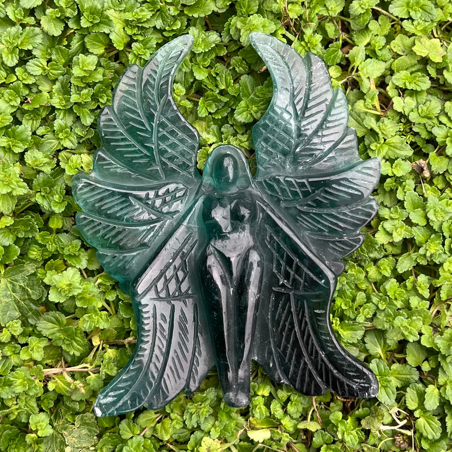 Green Fluorite Goddess of Compassion Carving (1)