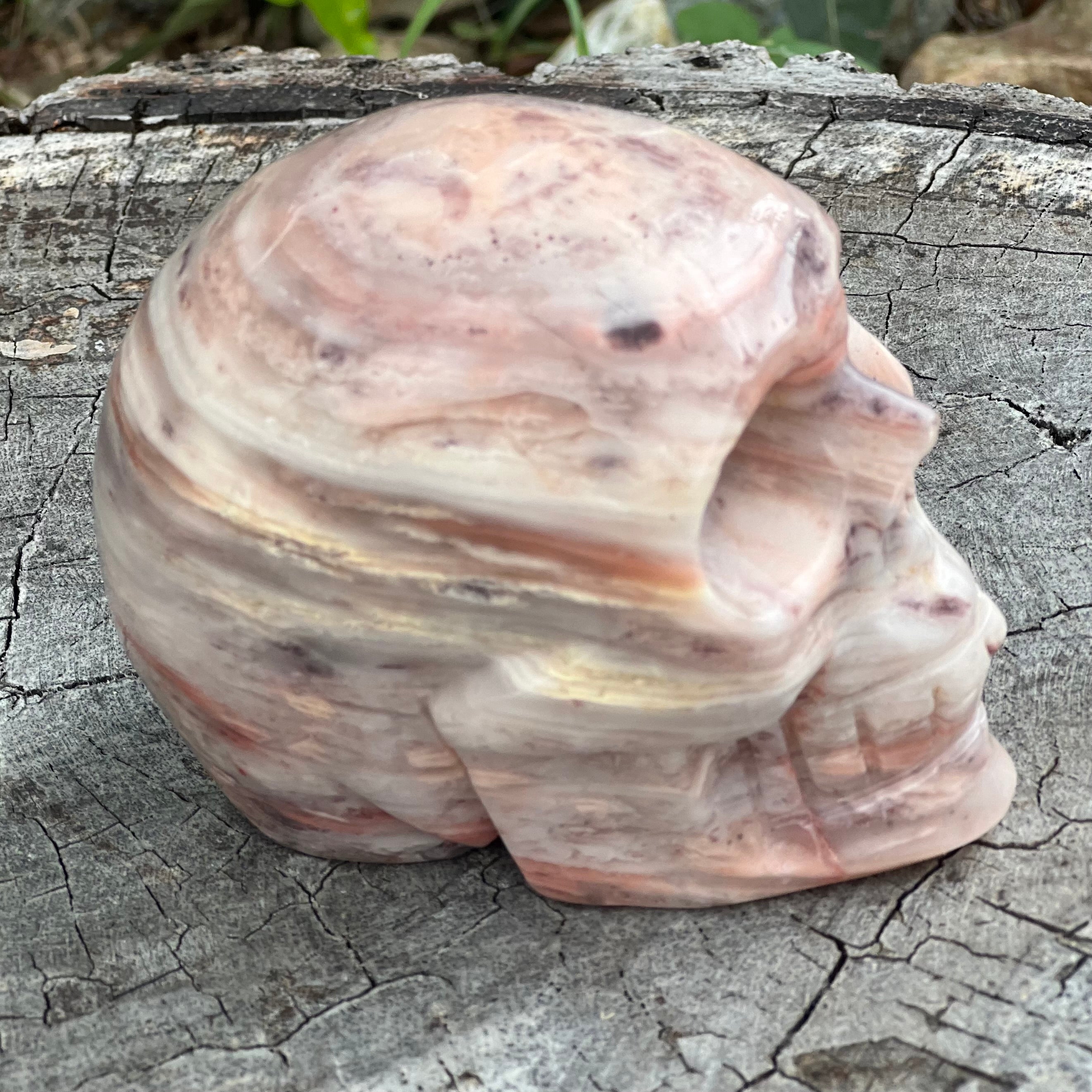 Pink Agate Skull