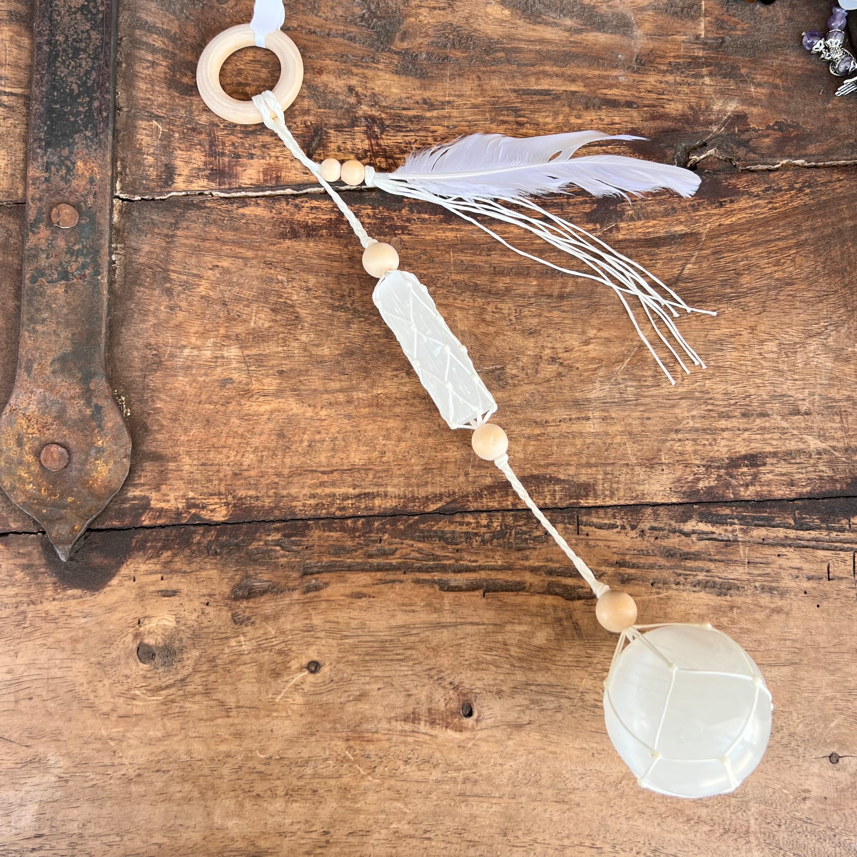 Chunky Healing & Calming Selenite Crystal Hanger