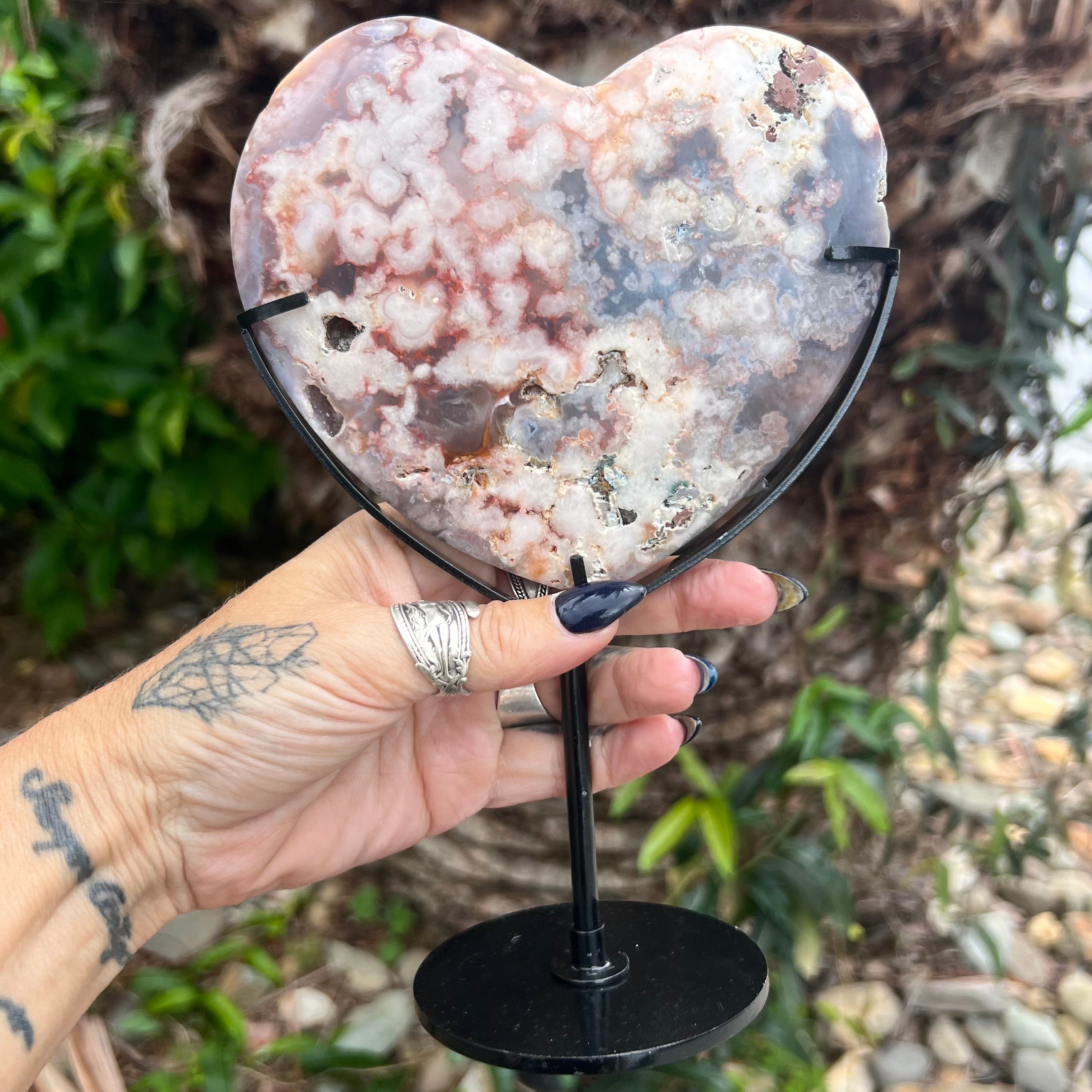 Pink Amethyst Heart on Stand