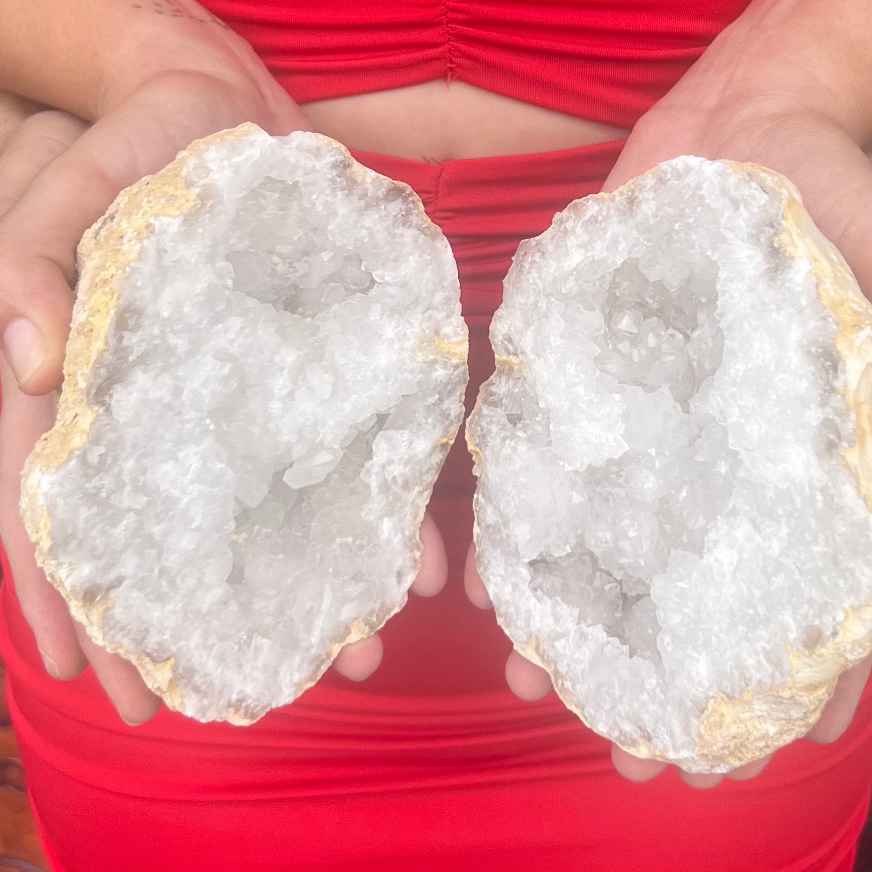 Clear Quartz Lovers Geode Pair