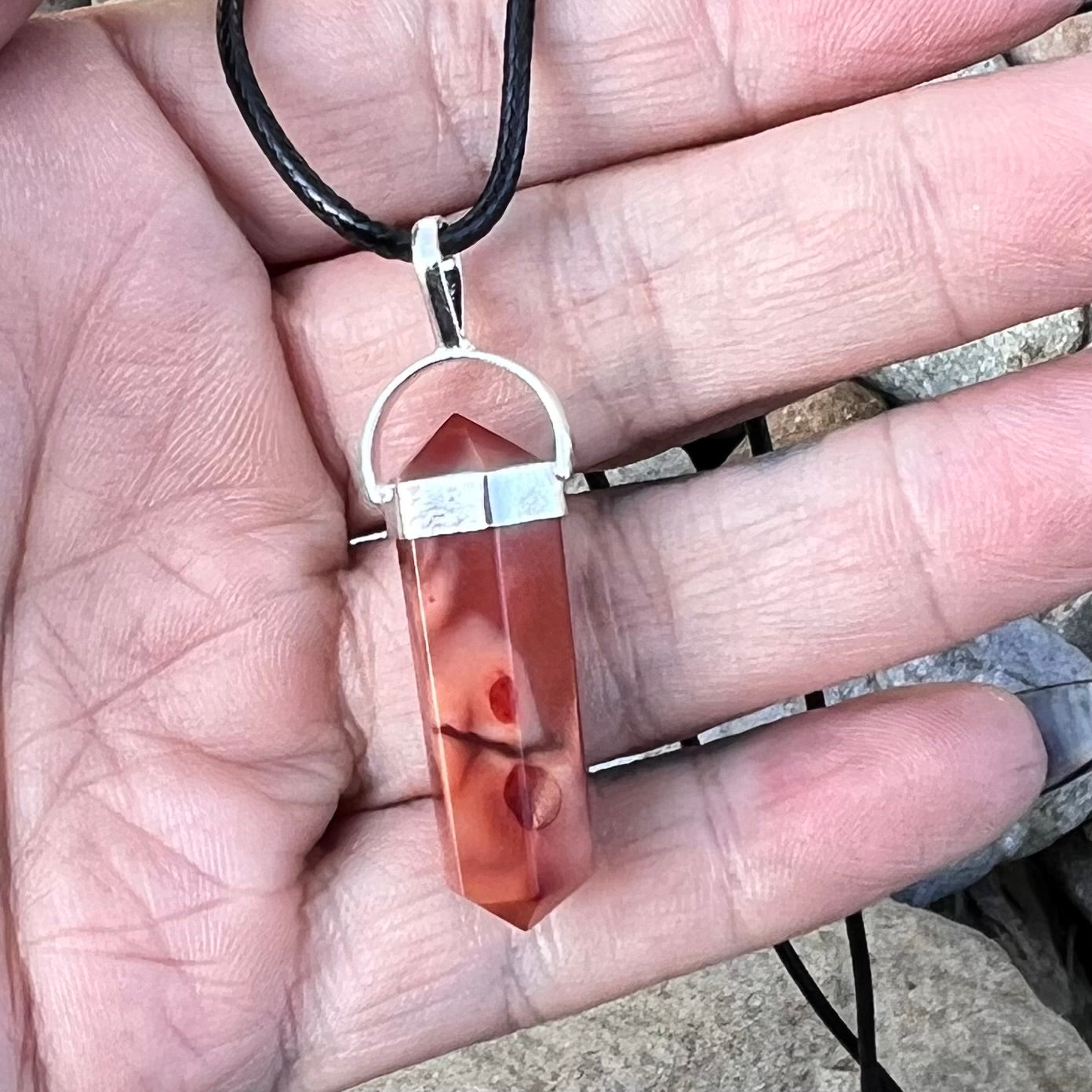 Carnelian Double Pointed Pencil Pendant