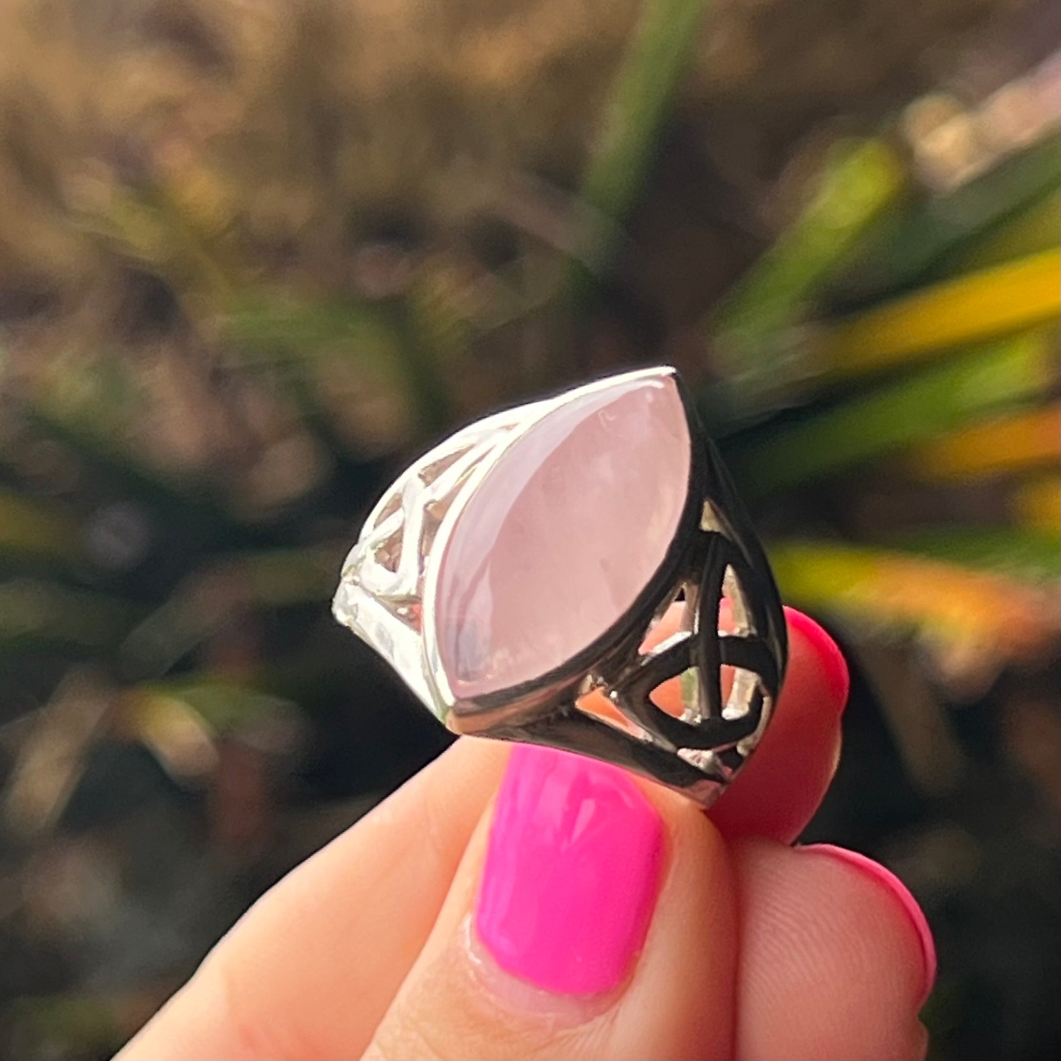 Rose Quartz ~ Sterling Silver Ring ~ 9