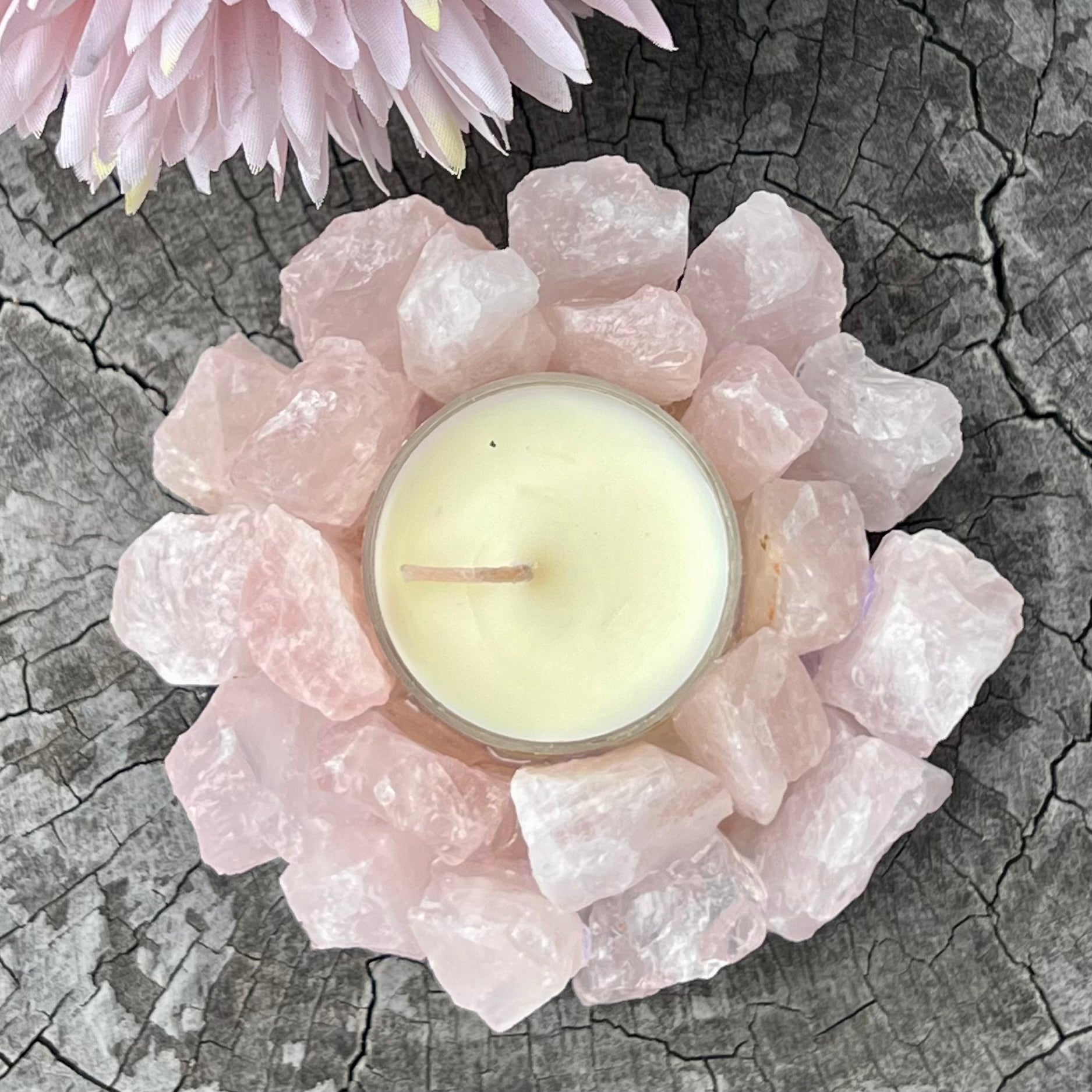 Rose Quartz Tea Light Candle Holder