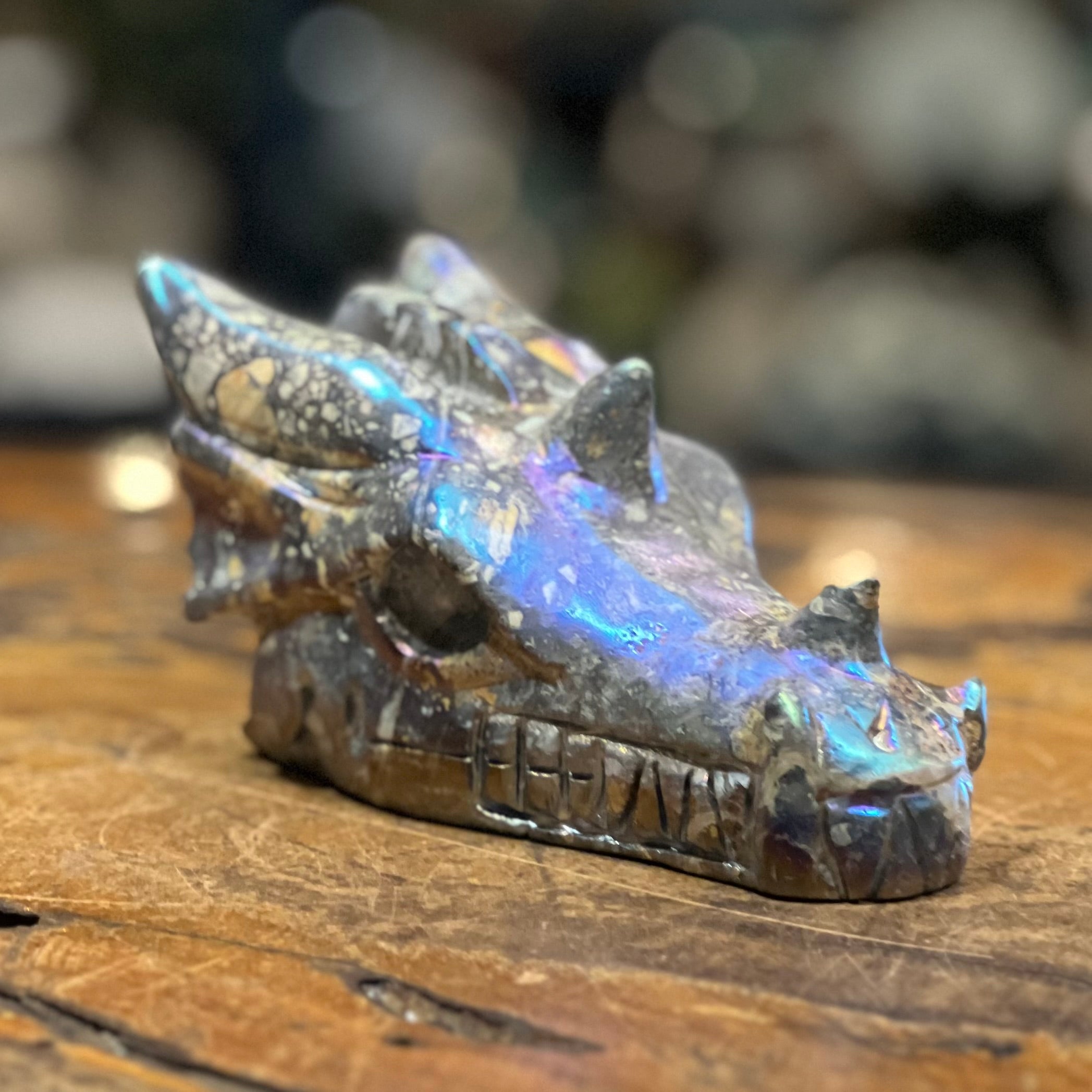 Electroplated Jasper Dragon Head
