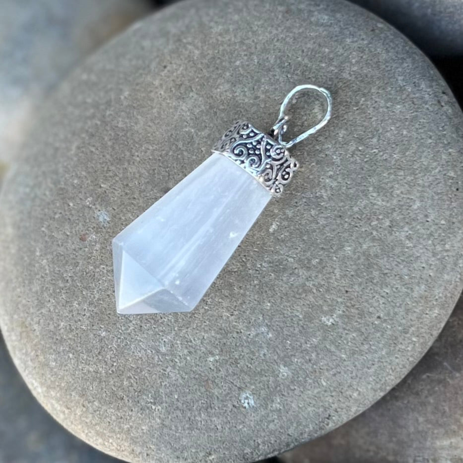 Selenite ~ Point Pendant