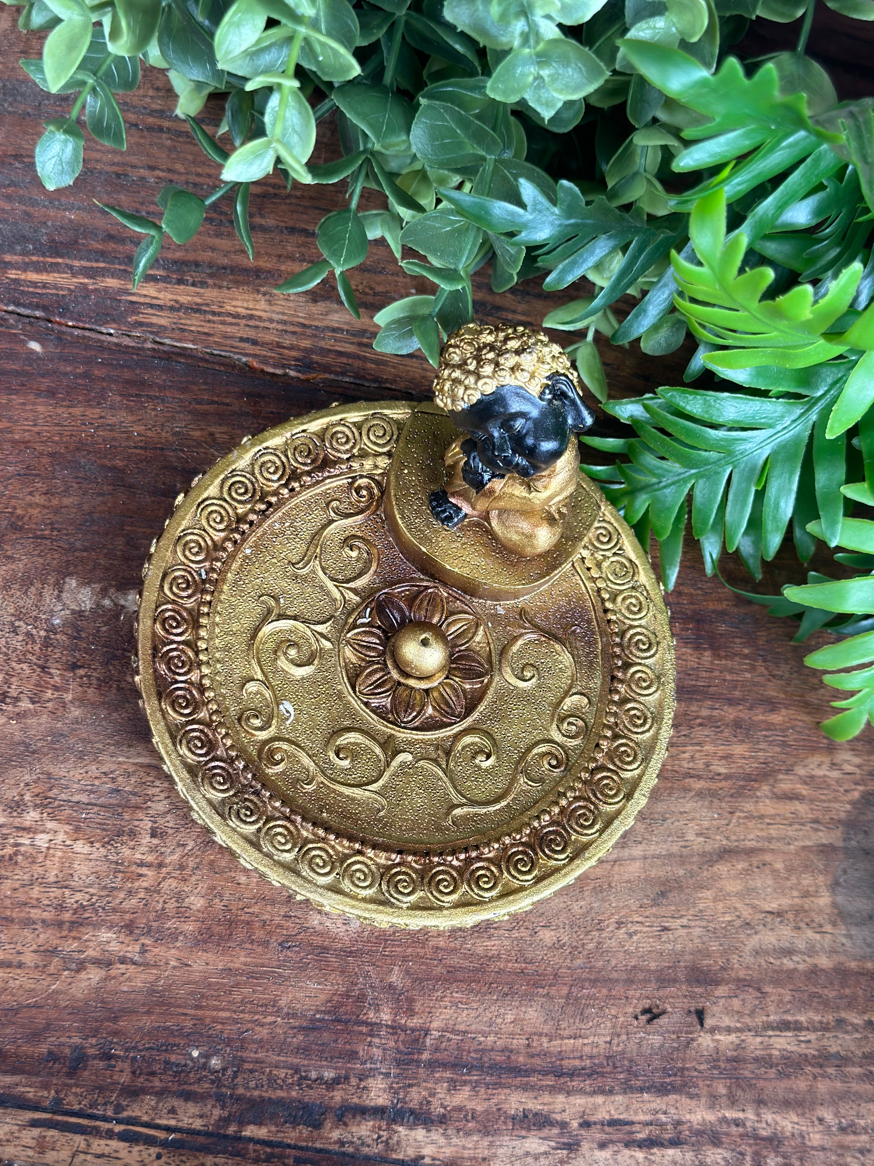 Gold Buddha Incense Plate