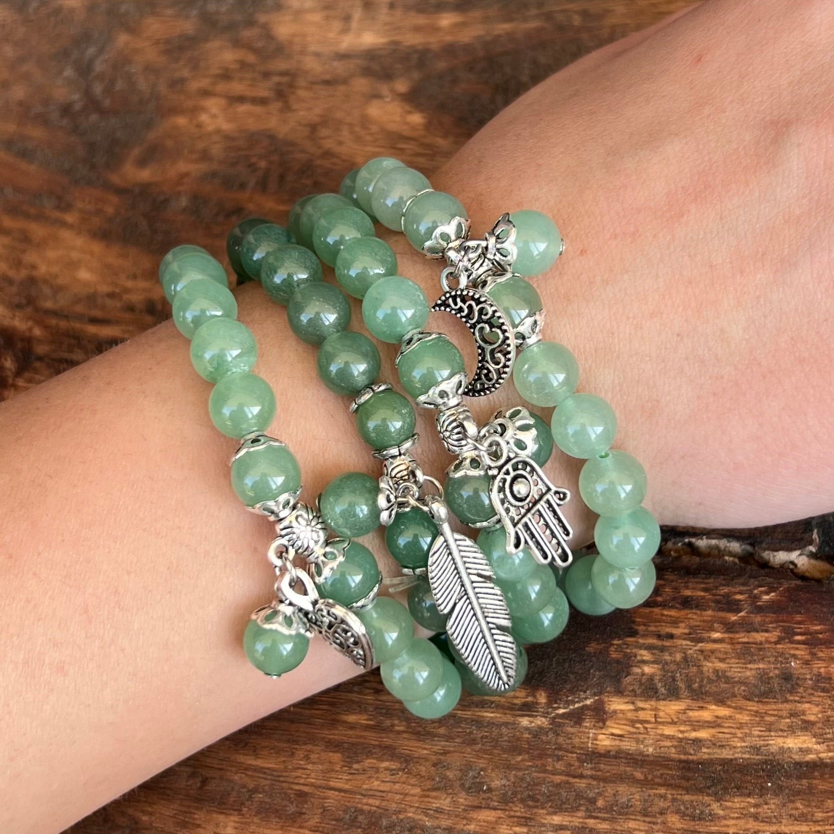 Green Aventurine New Beginnings Bracelet with Hamsa Hand