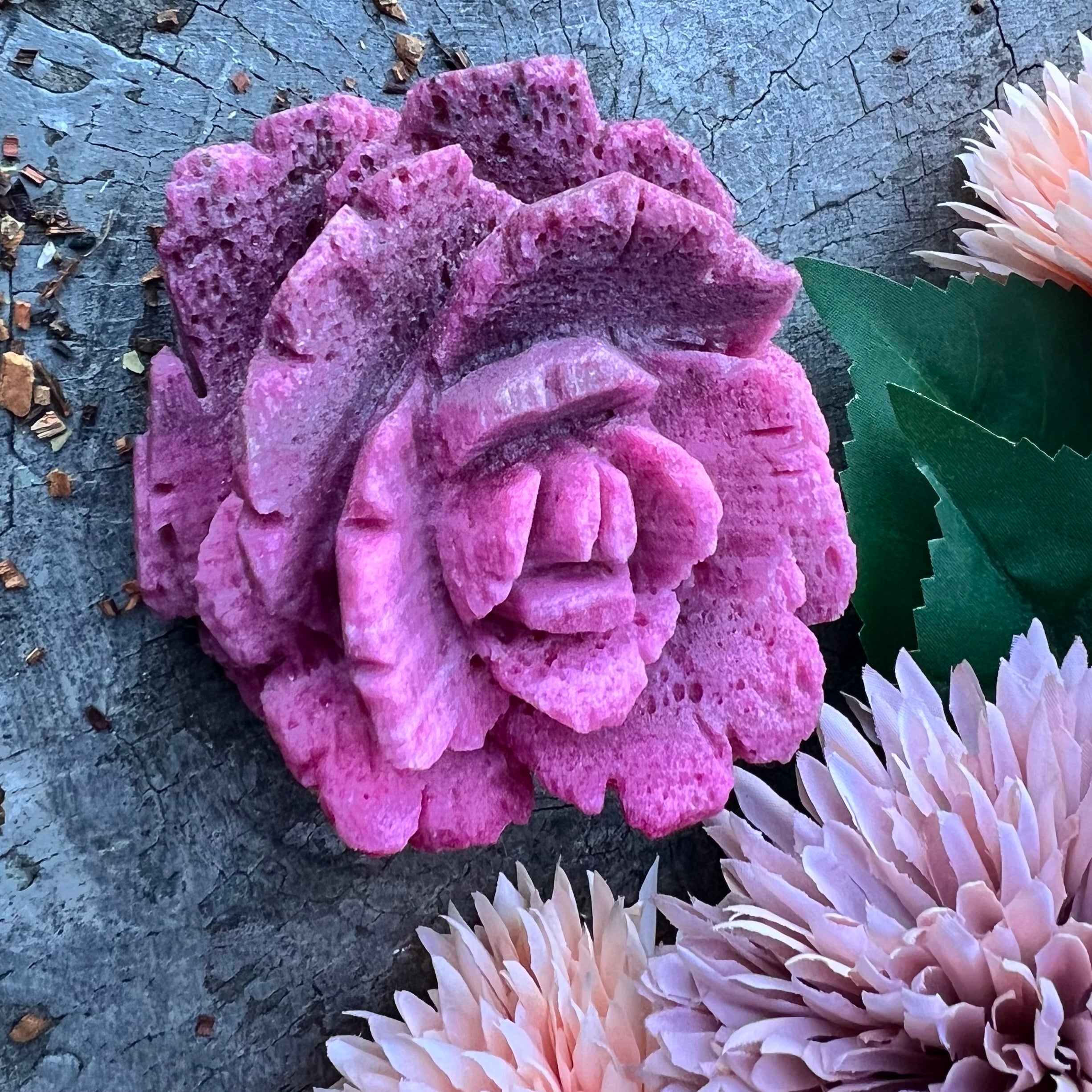 Crystal Rose Carving - Ruby