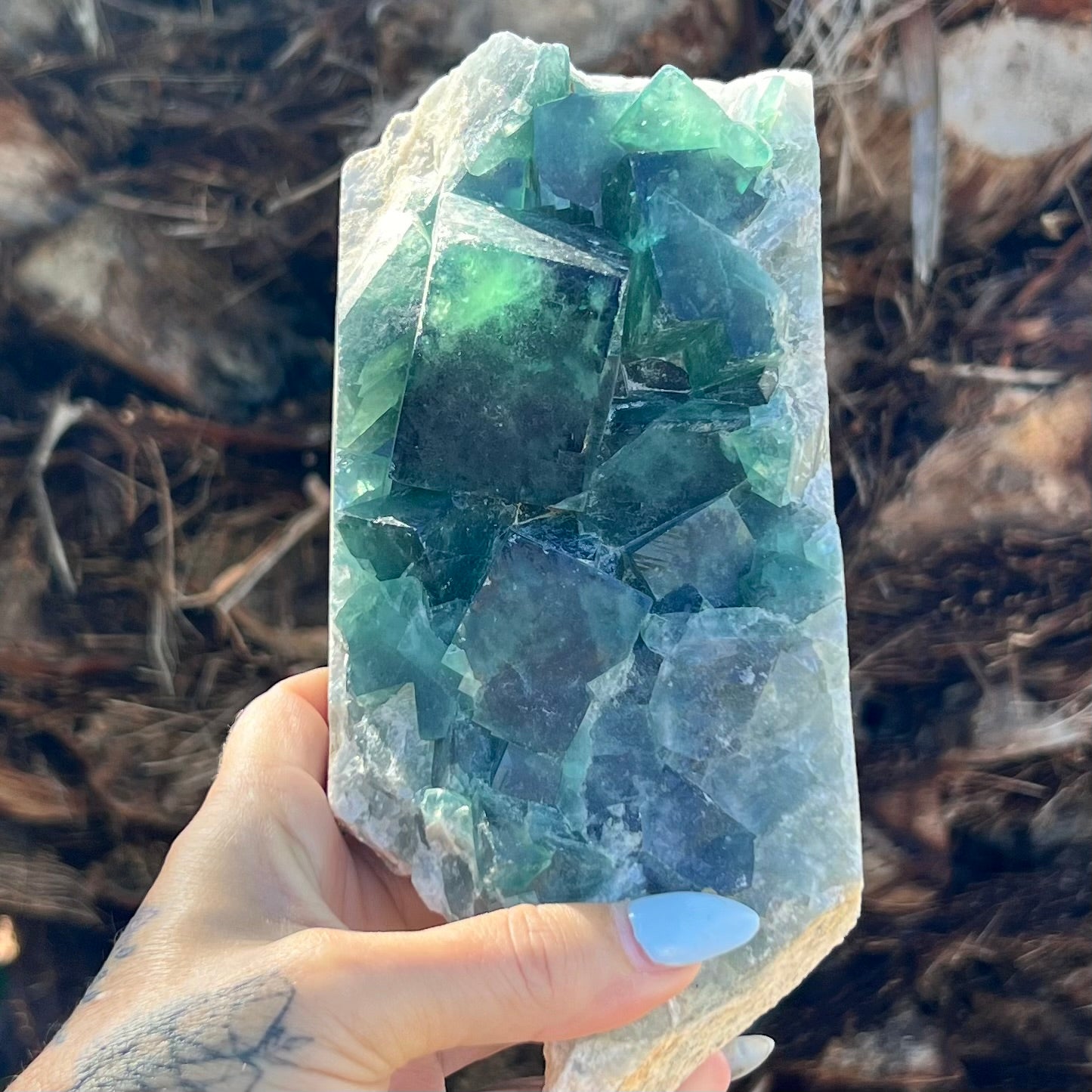 Raw Green Fluorite on Matrix