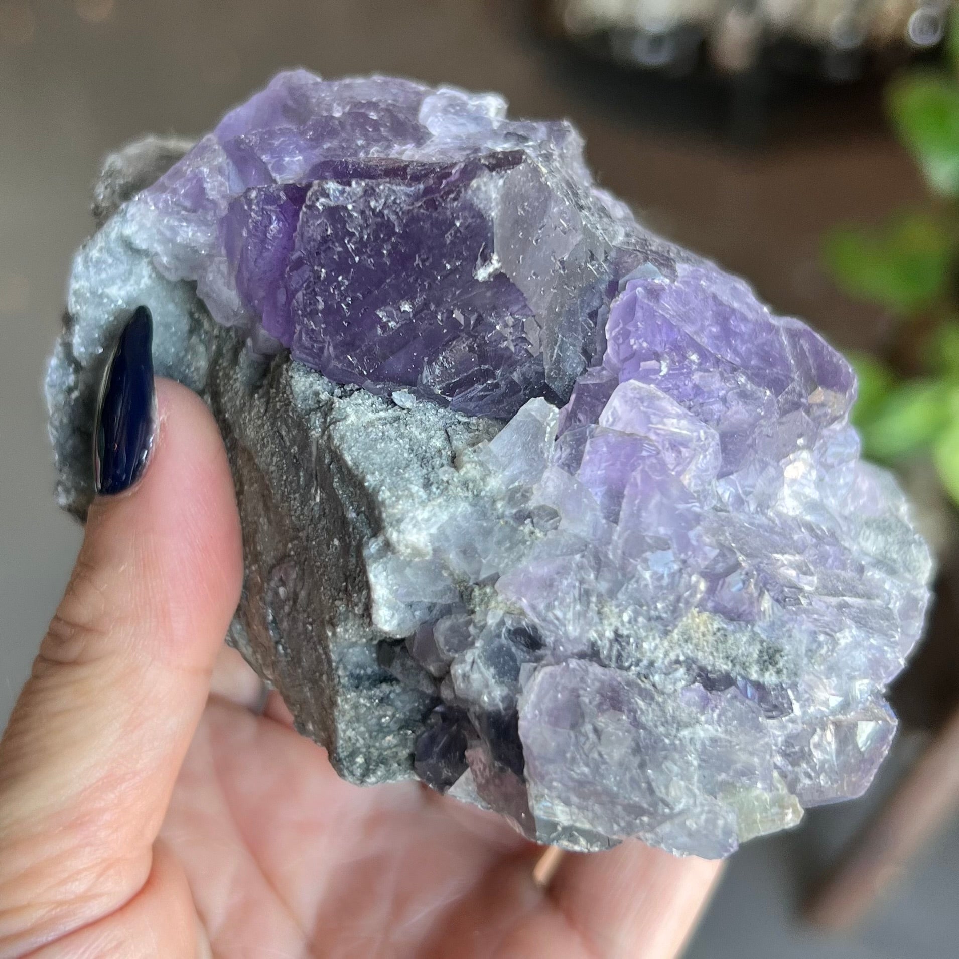 Raw Purple Fluorite on Matrix