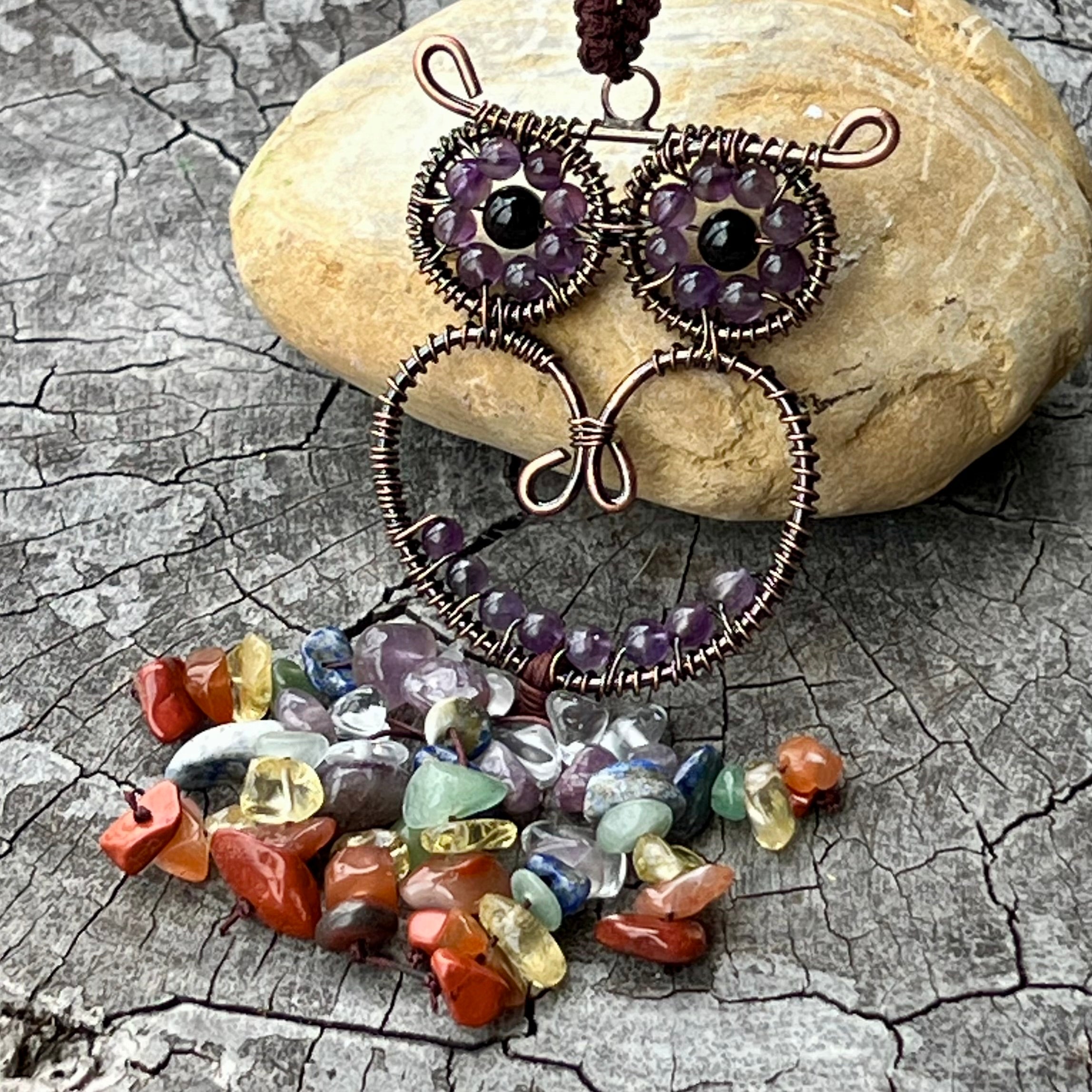 Chakra Hanger ~ Owl ~ Amethyst