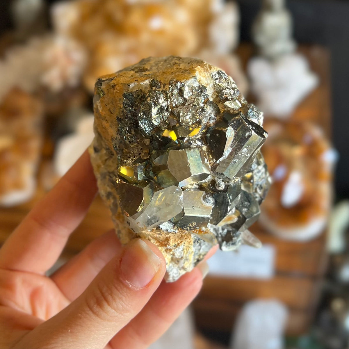 Pyrite and Clear Quartz on the Matrix