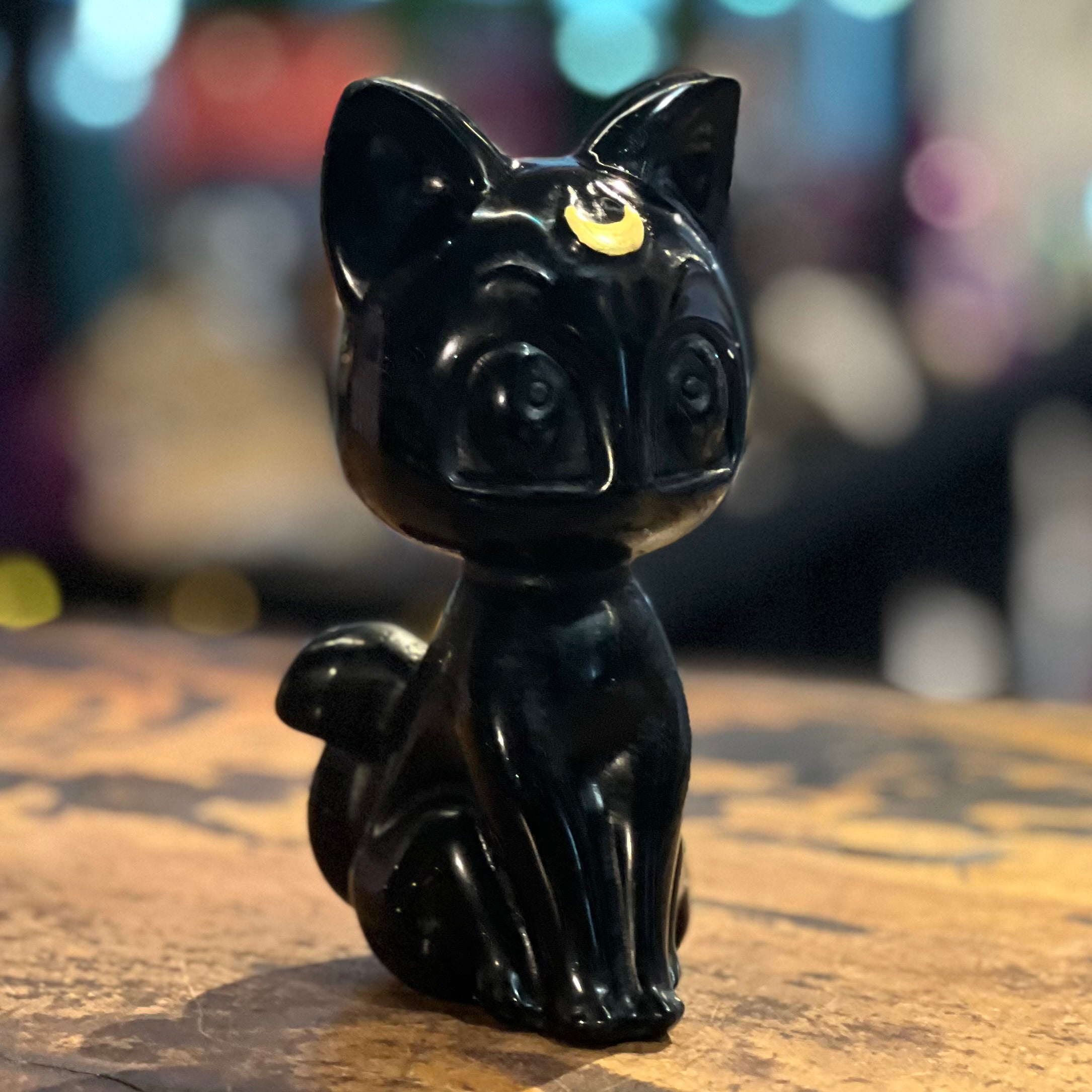 Celestial Black Obsidian Cat