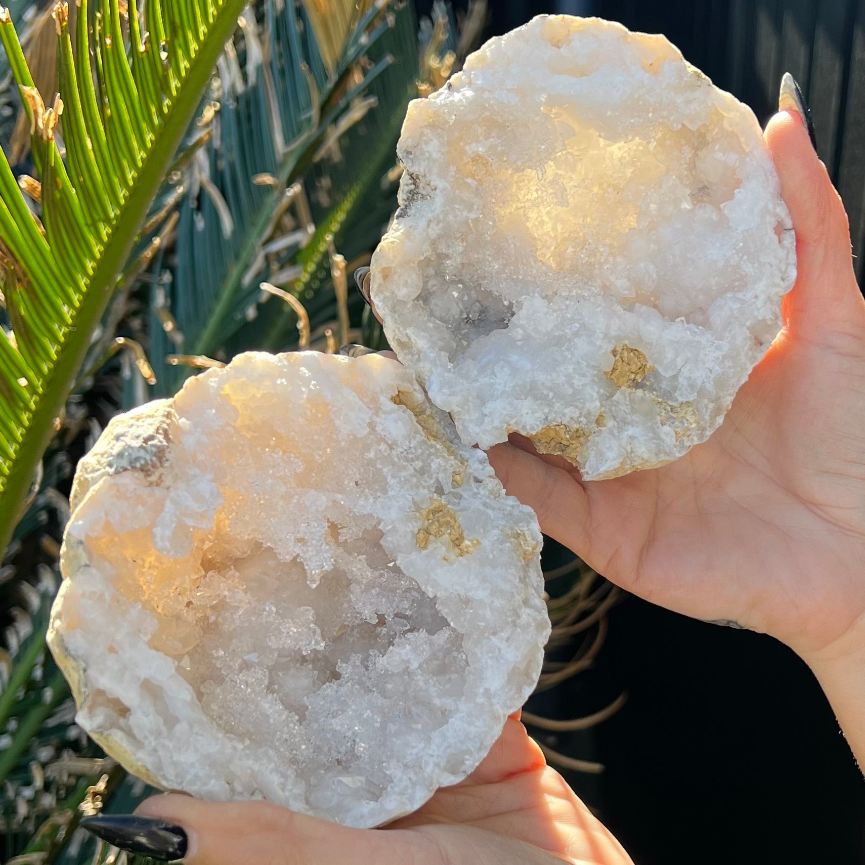 Clear Quartz Natural Geode ~ Large in Two Halves