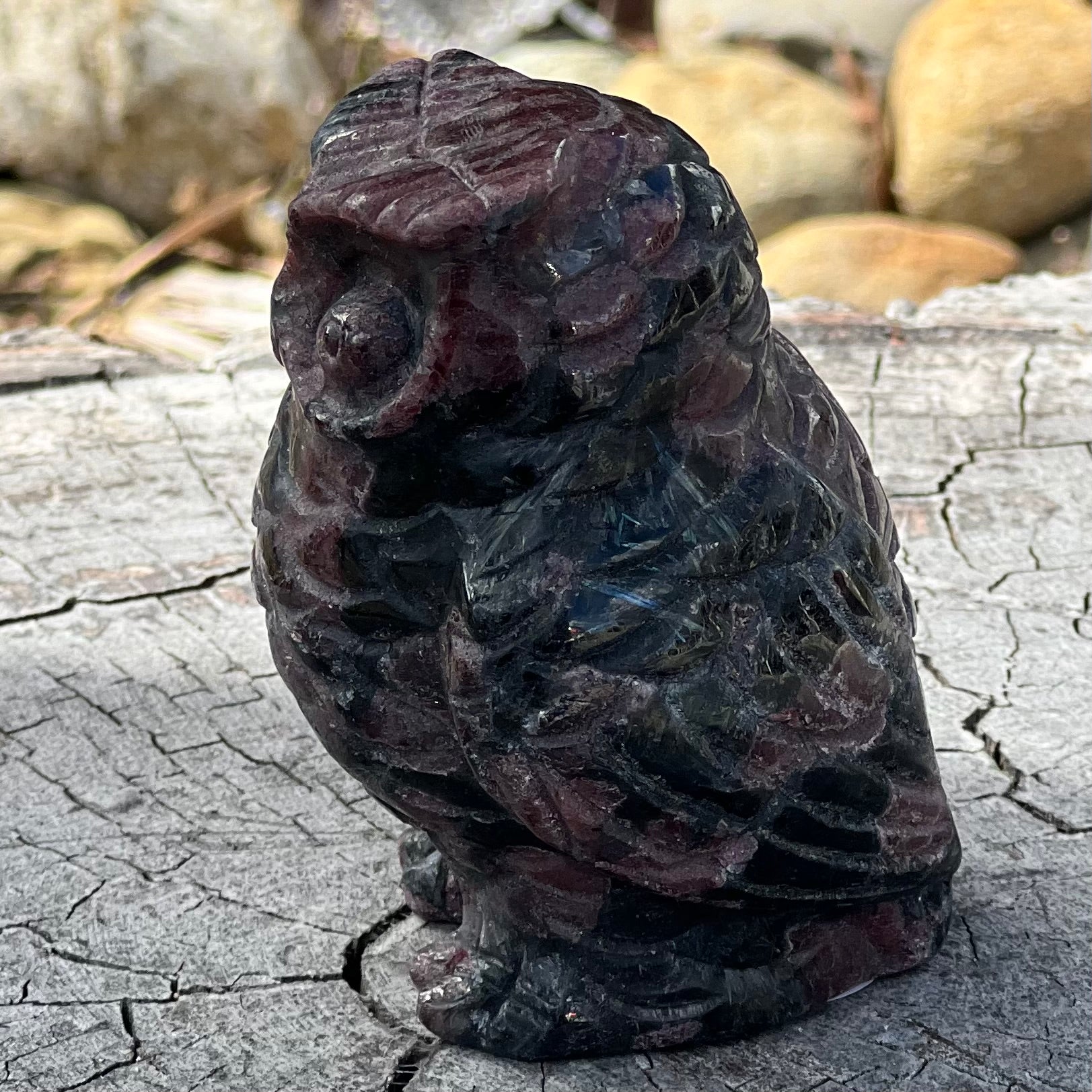 Wise Owl Garnet Carving