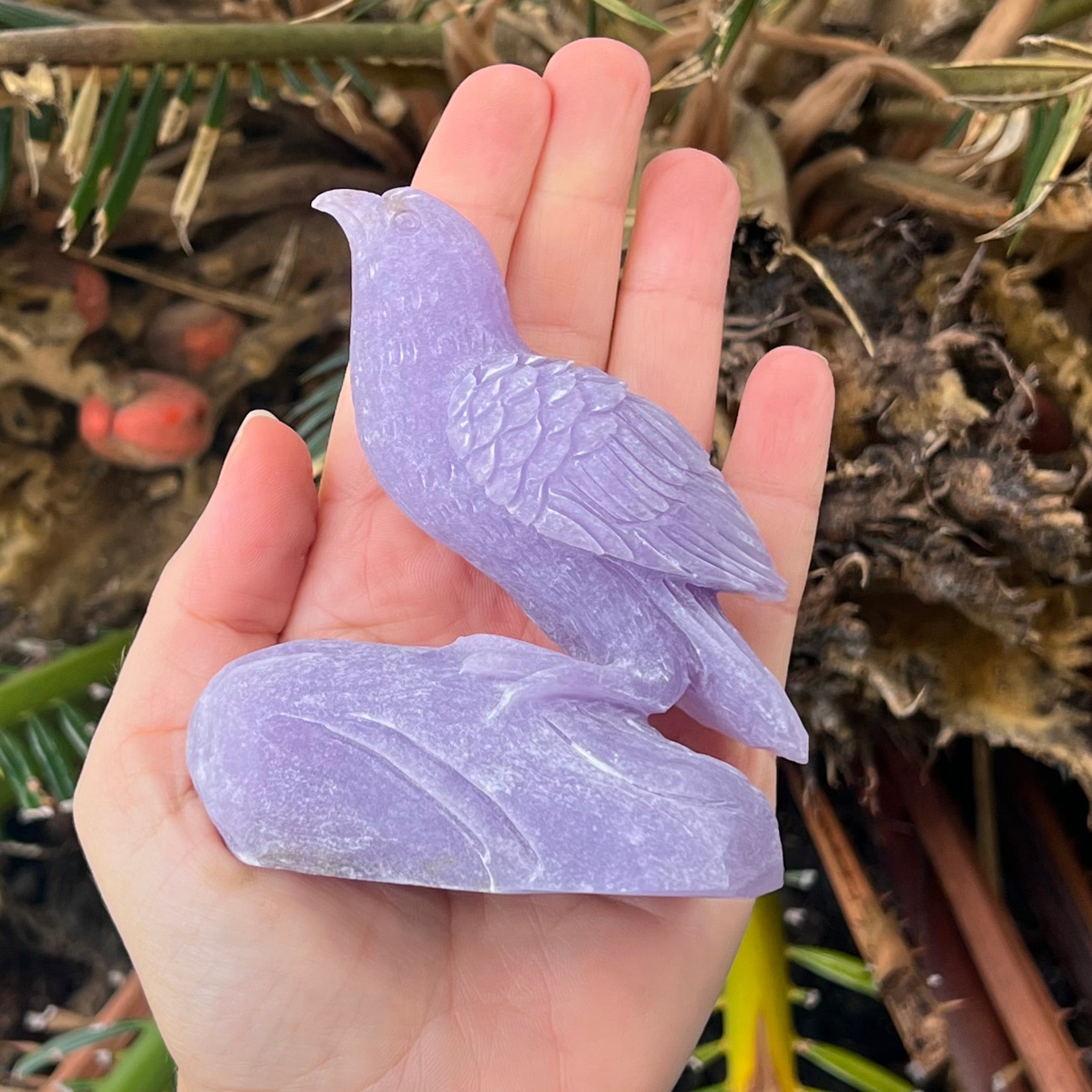 Lepidolite Song Bird Carving