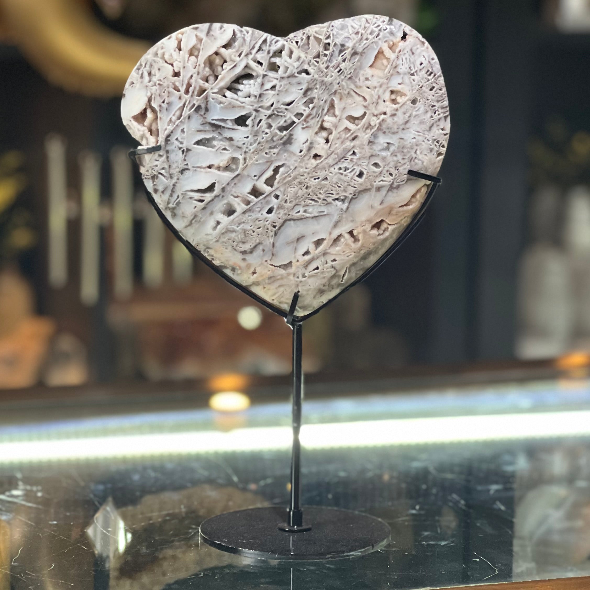 Sphalerite Heart Carving on Stand