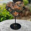 Red Moss Agate Heart Carving on Stand