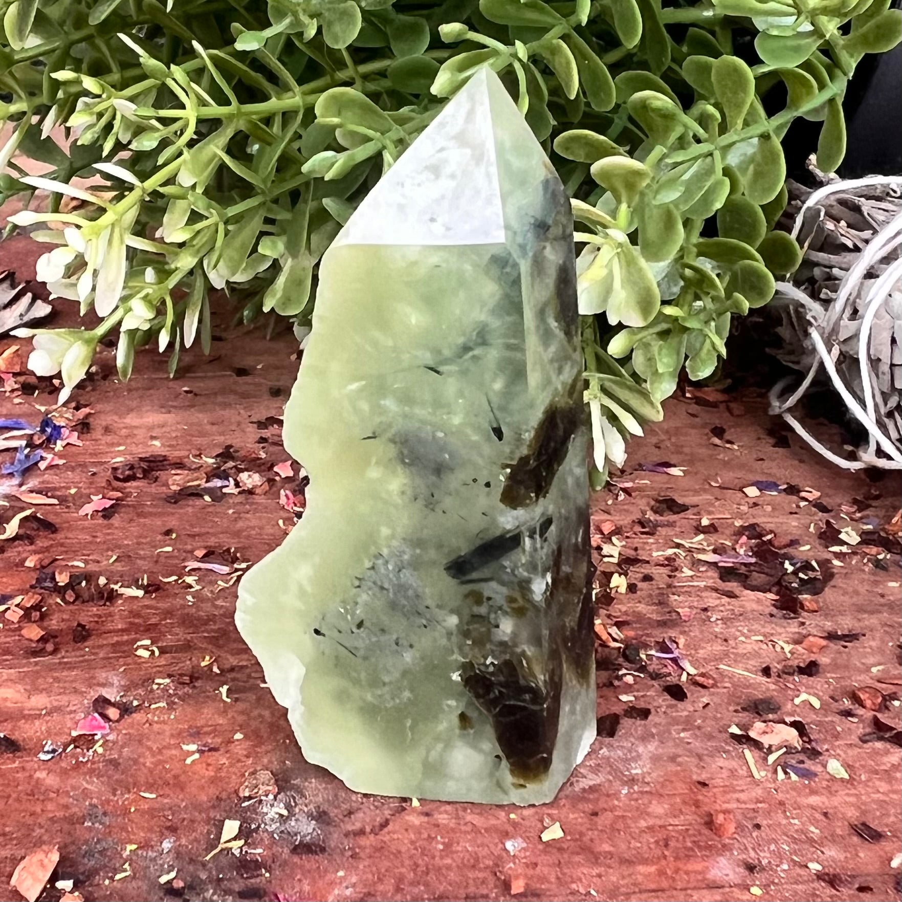 Prehnite Semi Raw Tower