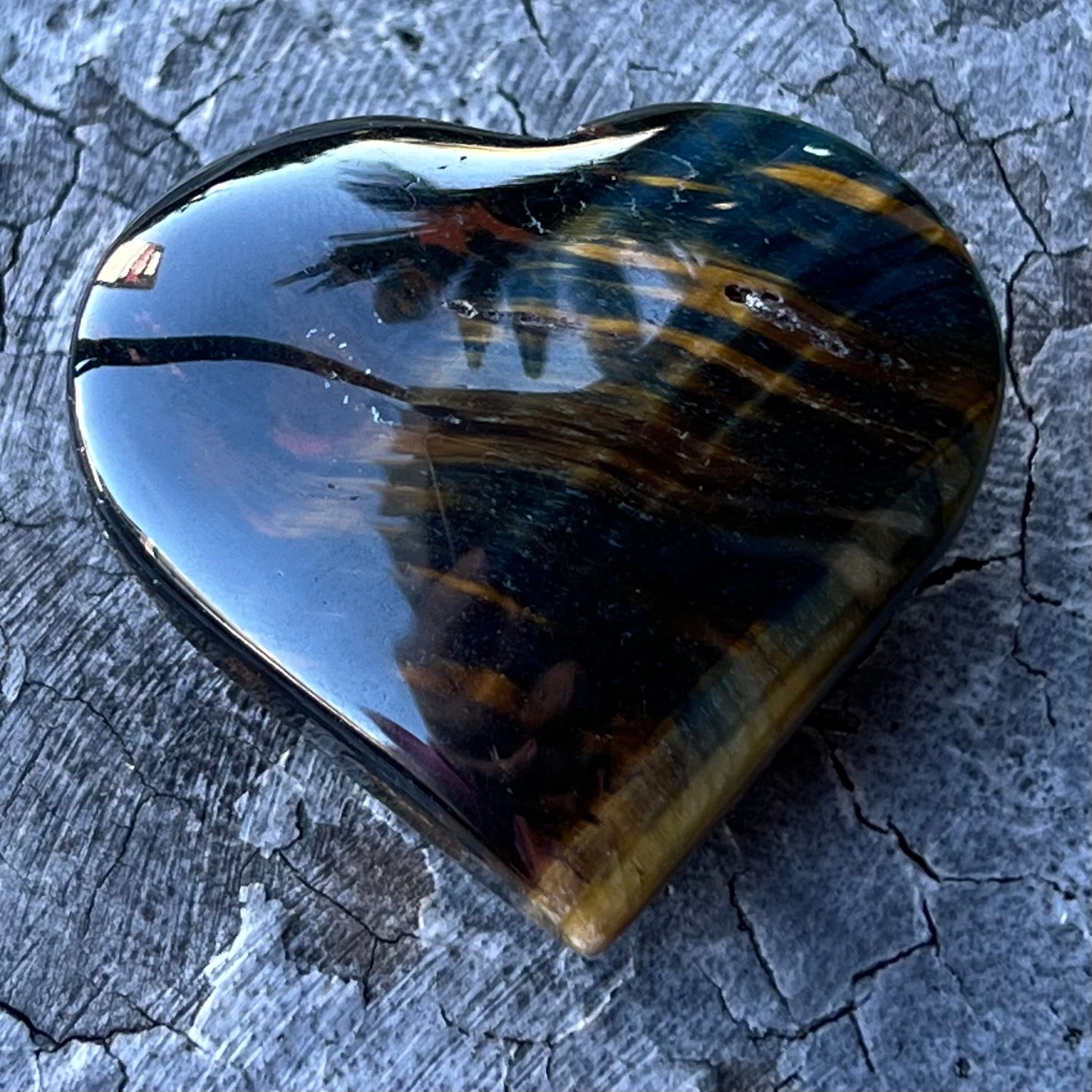 Golden & Blue Tiger Eye Heart ~ Specialty Crystal