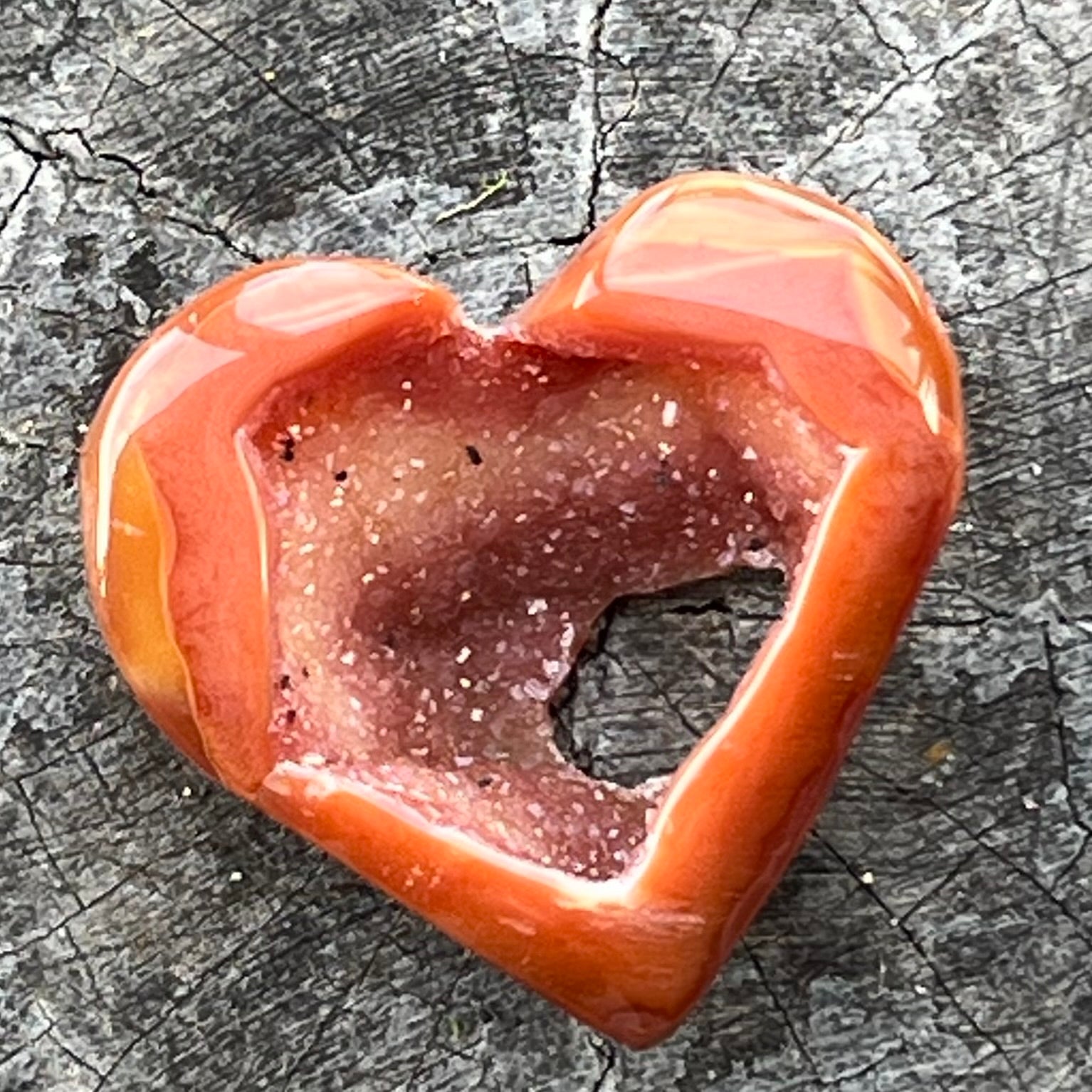 Carnelian Geode Heart ~ 7