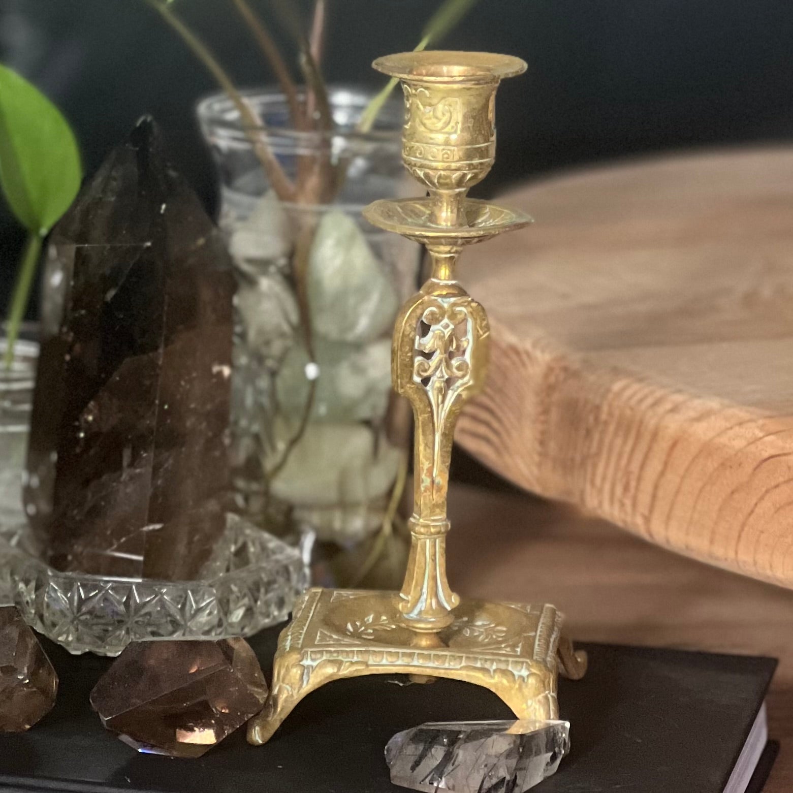 Boho Jungle ~ Vintage Brass Candle Holder - Sphere Holder Decor