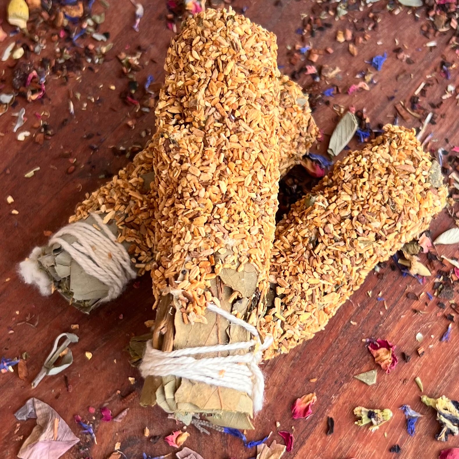 Herbal & Resin Smudge Stick dipped in Palo Santo