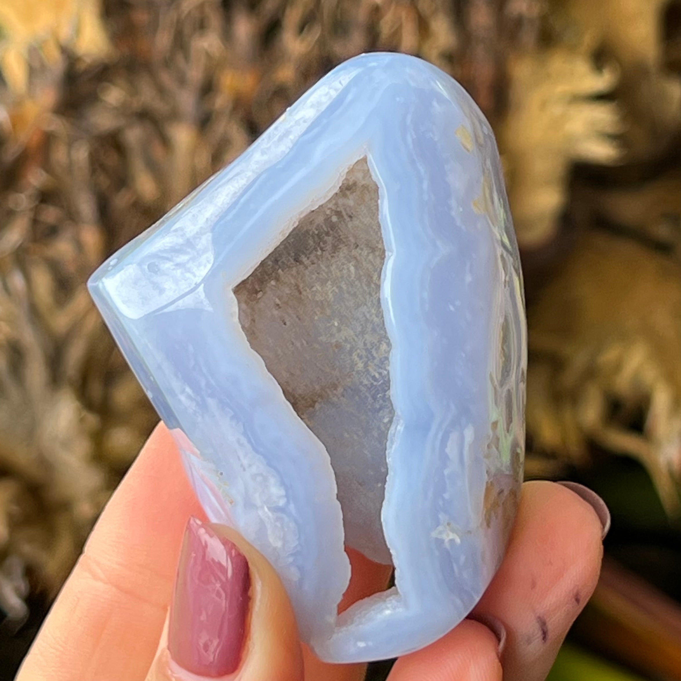 Blue Lace Agate Semi Raw Piece