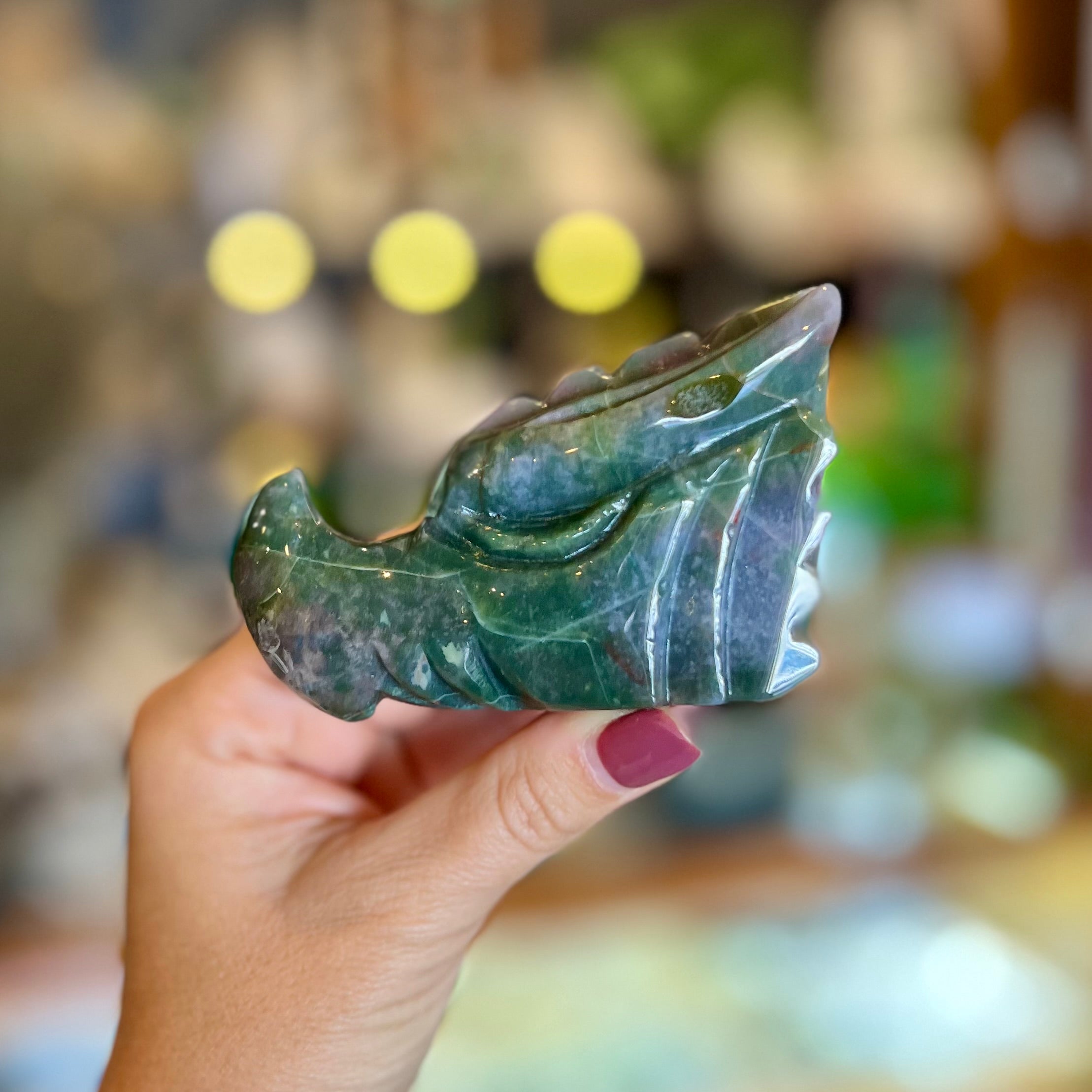 Ocean Jasper Dragon Head Carving