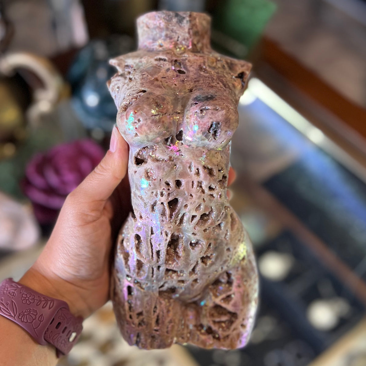 Booty Licious Electroplated Sphalarite Lady Body Carving