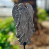 Silver Sheen Obsidian Angel Carving On Stand