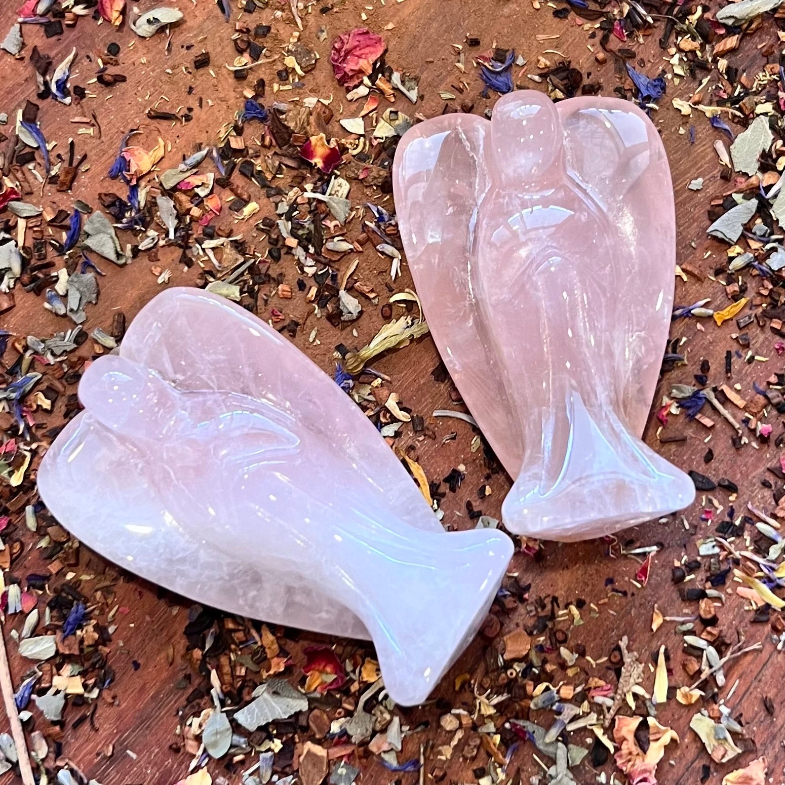 Rose Quartz Angel Carving ~ Medium