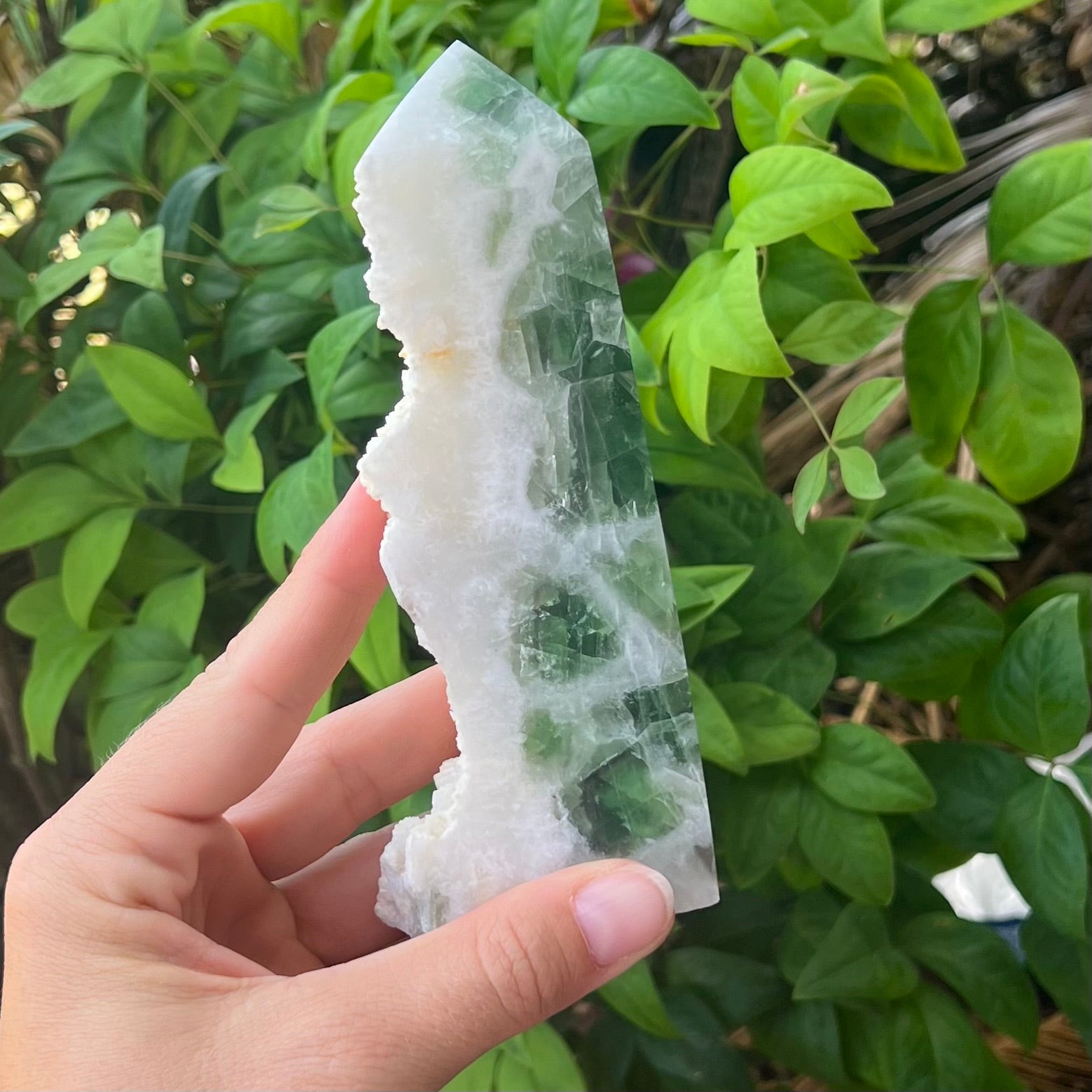Green Fluorite Semi Raw Point