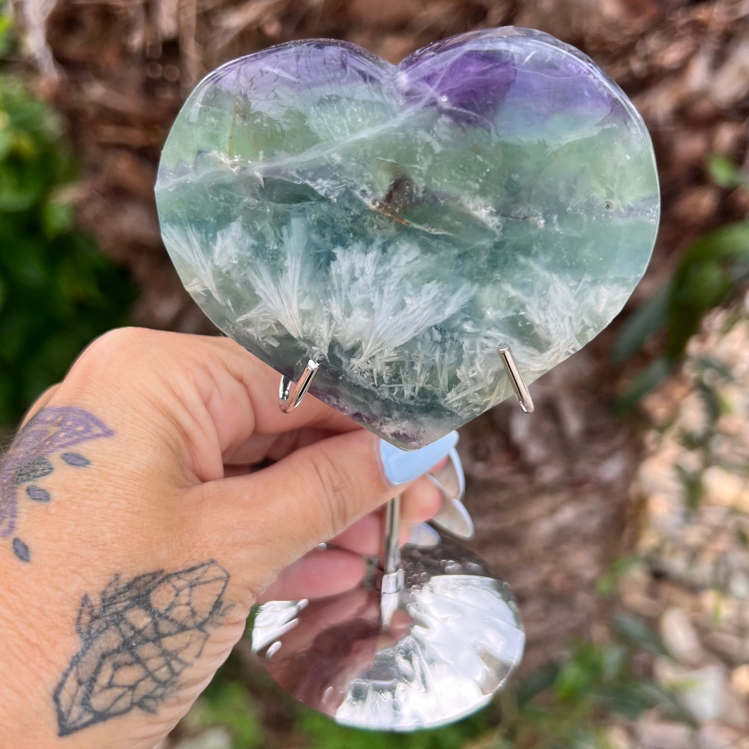 Fluorite Heart - With Stand