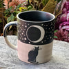 Celestial Moon Magical Black Cat ~ Rustic Mug