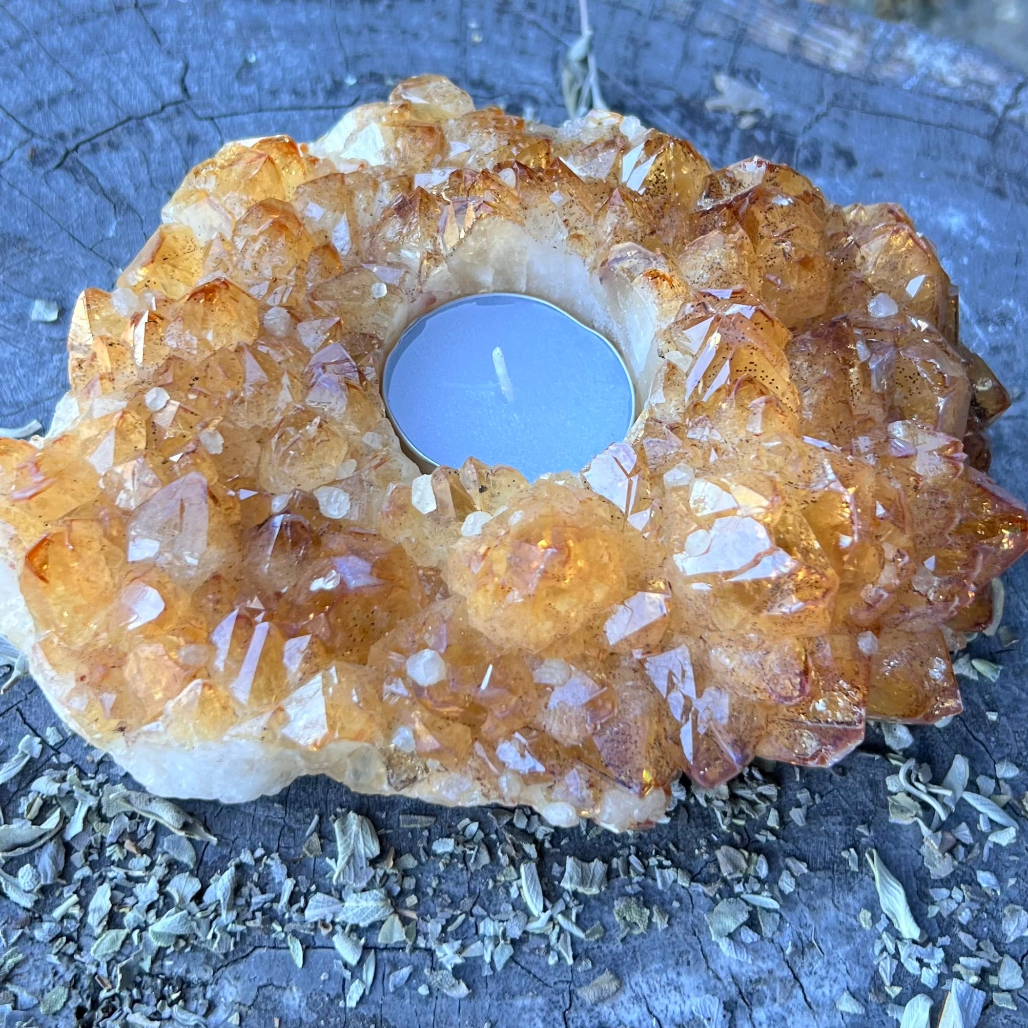 Citrine Cluster ~ Tealight Candle Holder