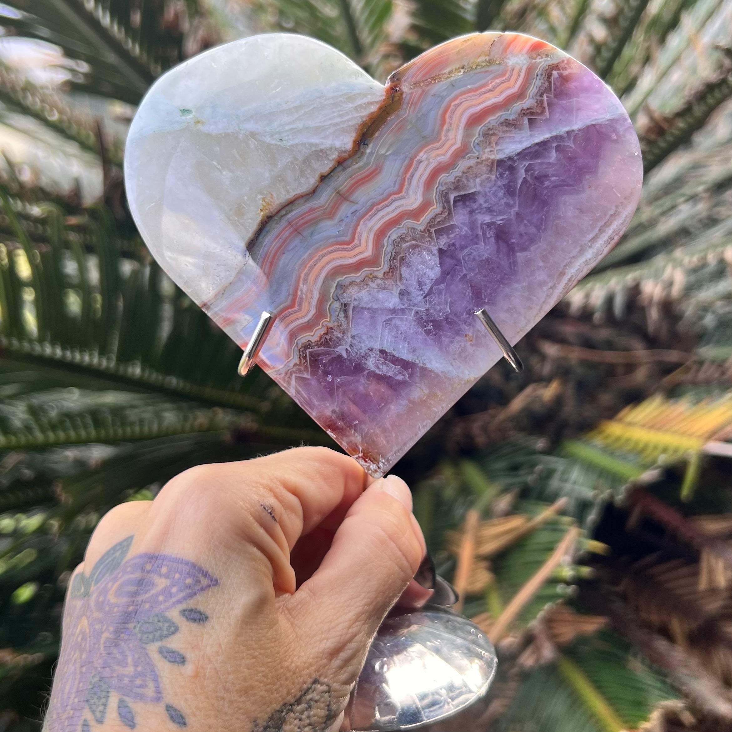 Amethyst Heart Carving on Stand