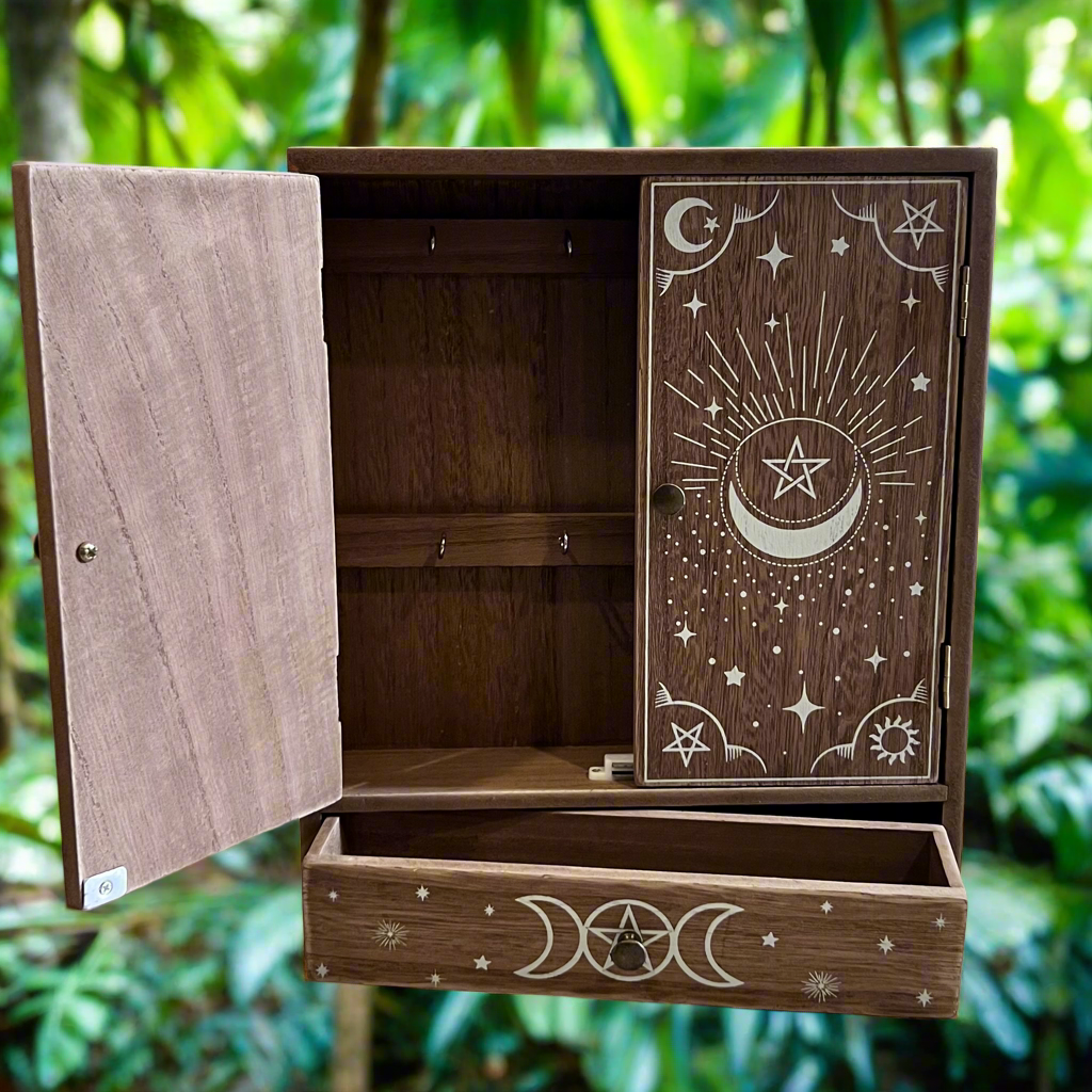 Wiccan Wooden Trinket Wardrobe