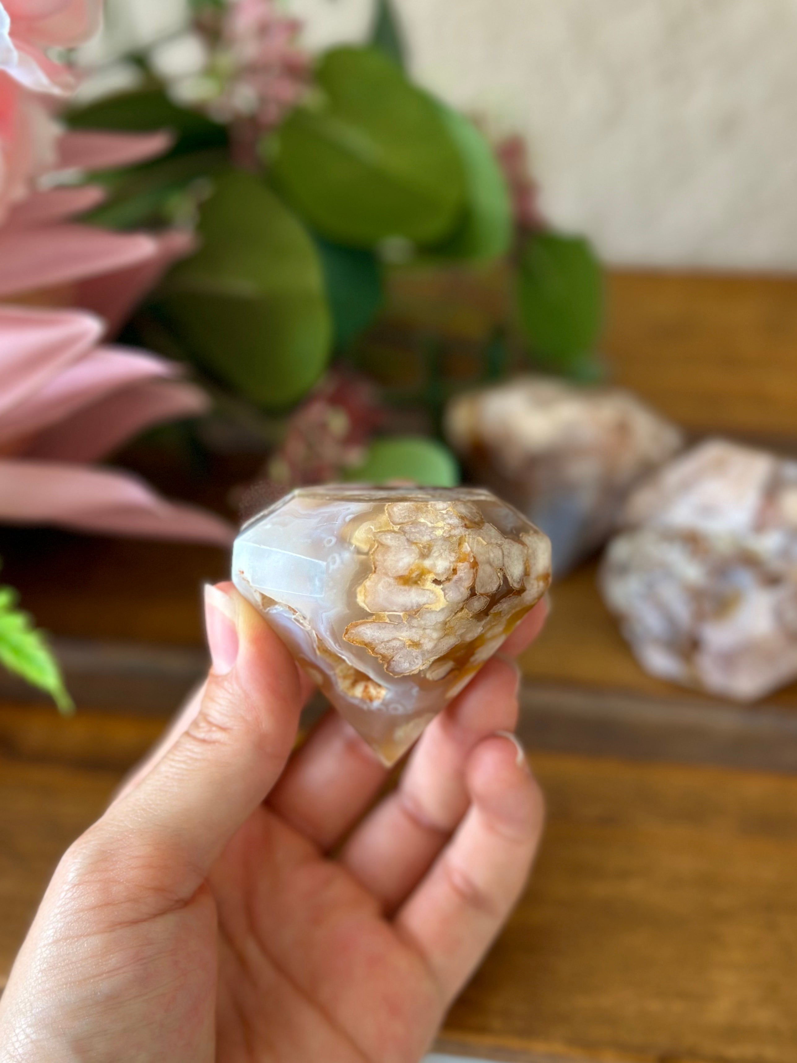 Flower Agate Diamond Carving - Muse Crystals & Mystical Gifts