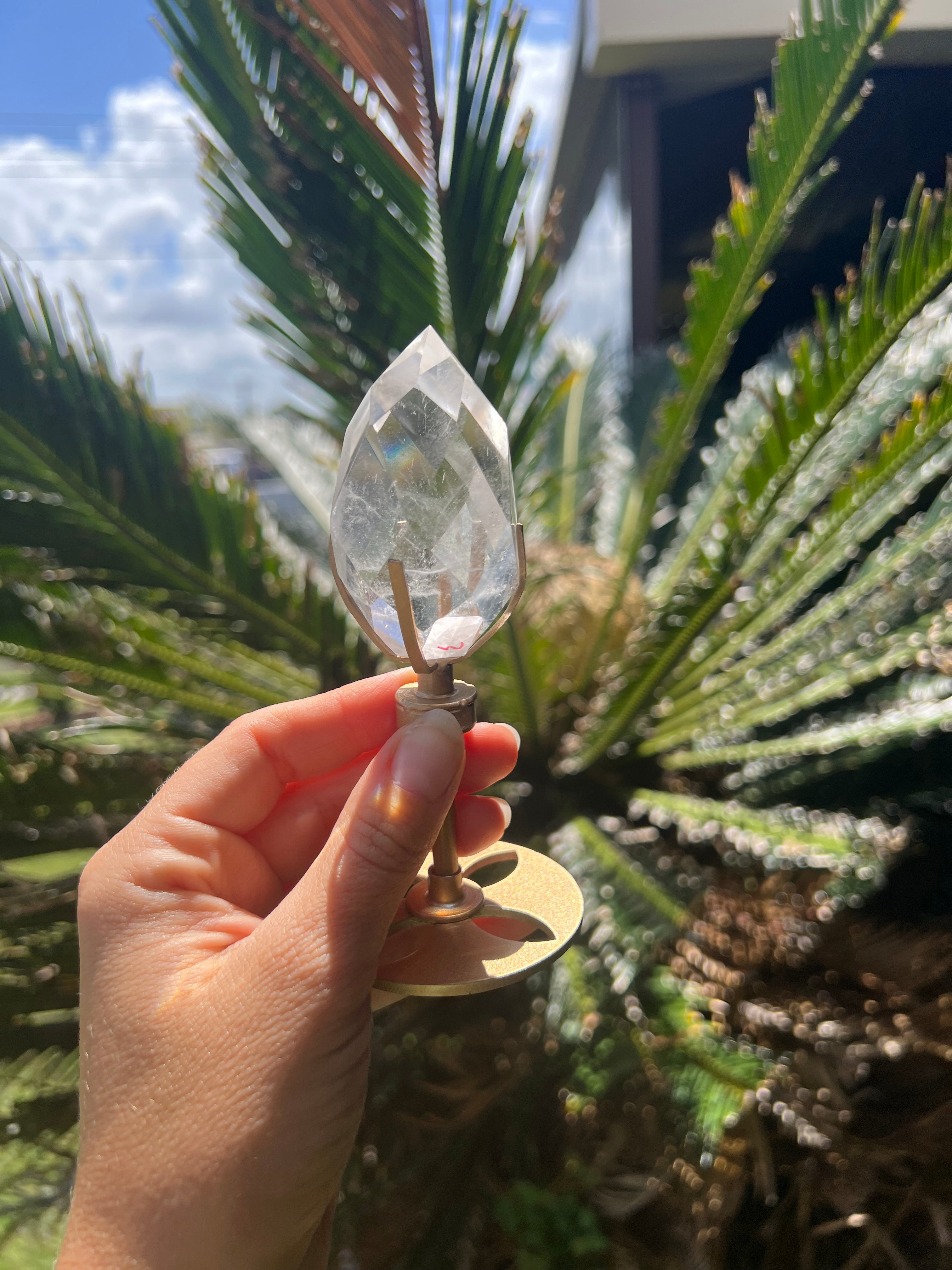 Clear Quartz ~ Facetted Generator Point on Stand