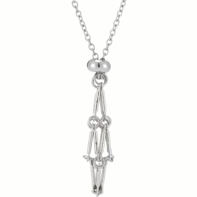 Glam Crystal Tumble Cage Necklace - Silver Medium