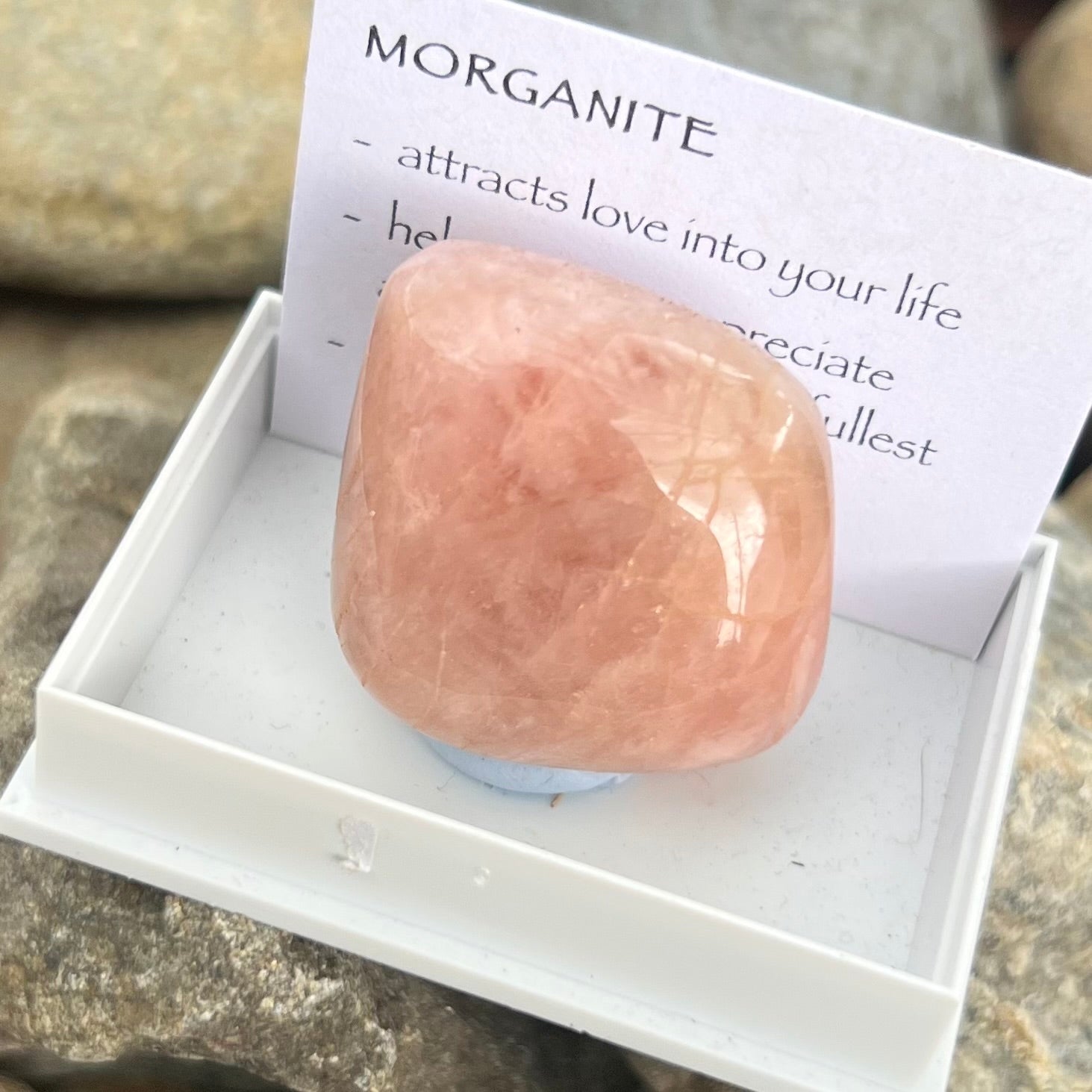 Morganite Tumble ~ Specialty Boxed Crystal