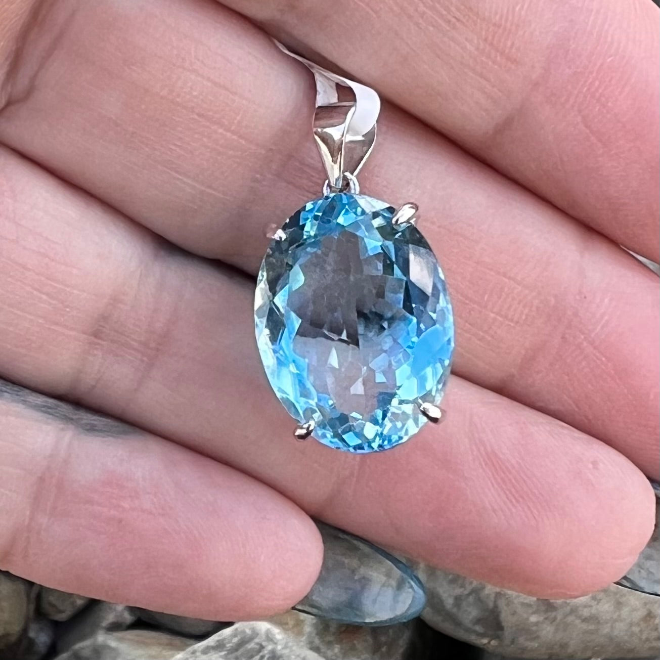 SwissBlue Topaz ~ Sterling Silver Pendant