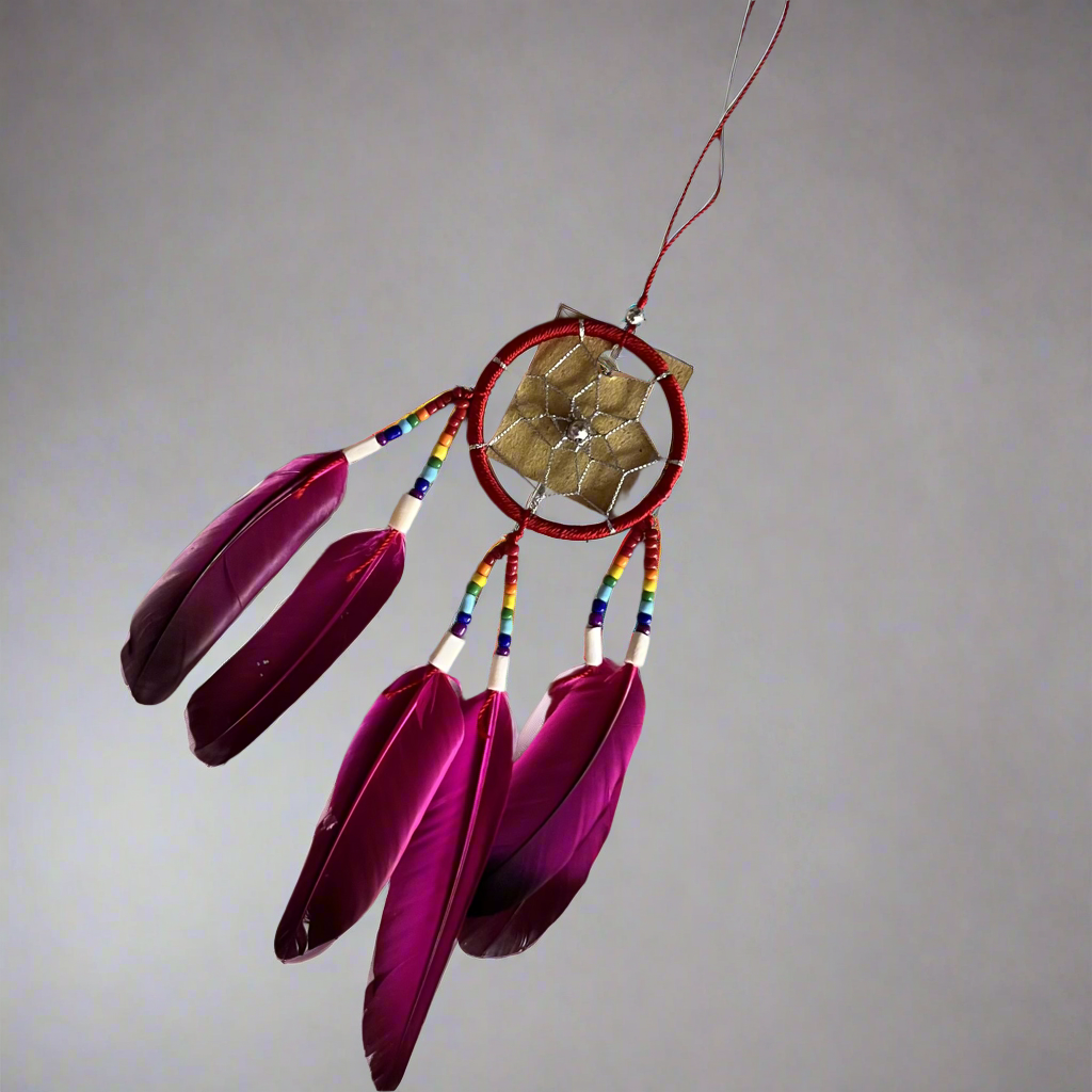 Tree of Life Native Rainbow Dream Catcher ~ Hot Pink