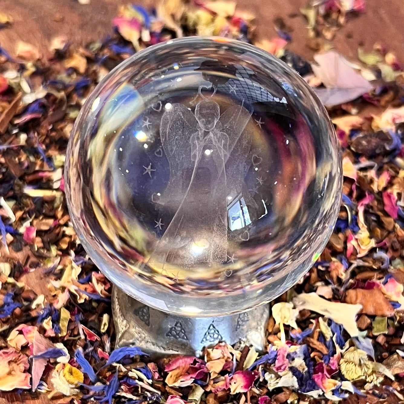 Blessing Angel Etched in Glass Ball