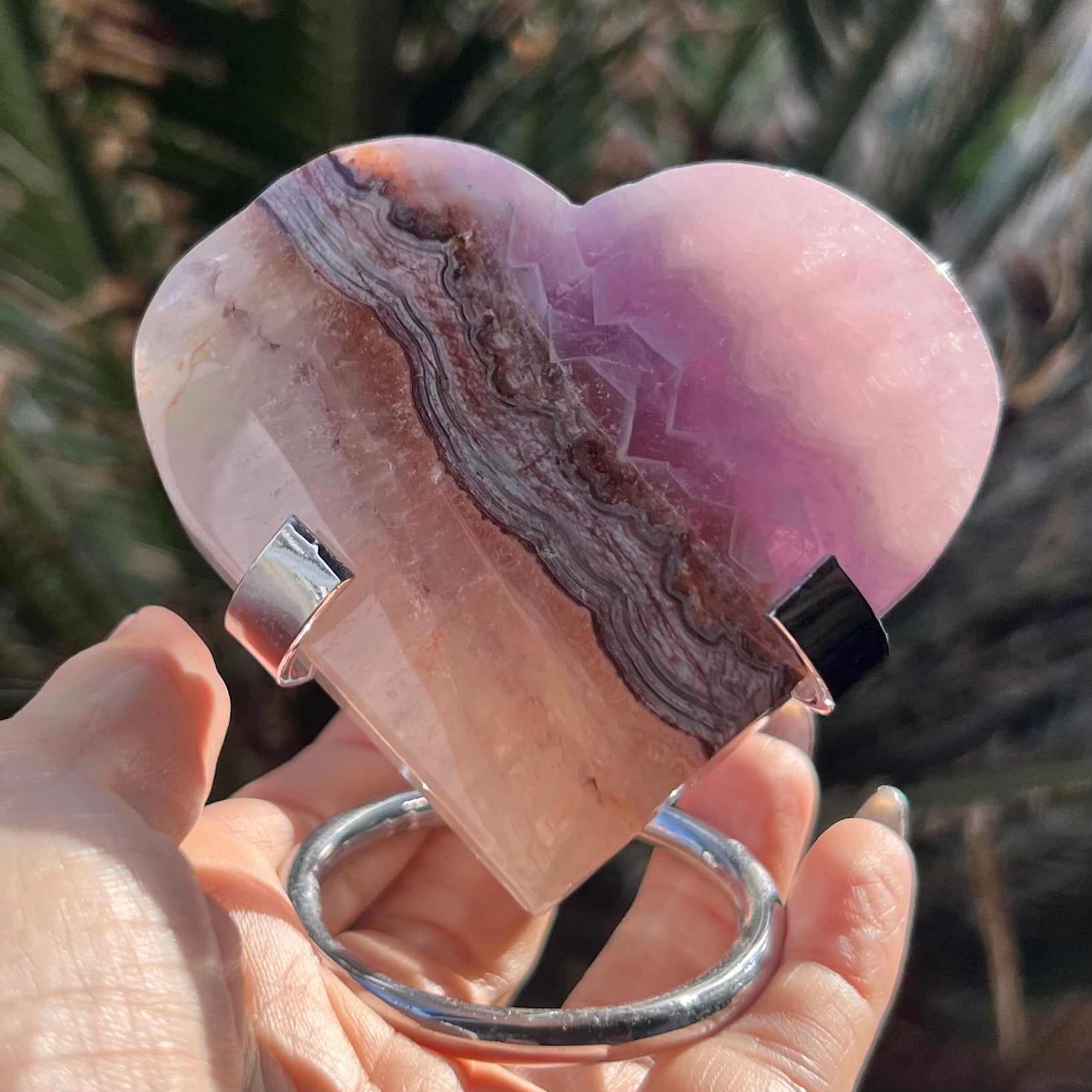 Amethyst Heart Carving on Stand