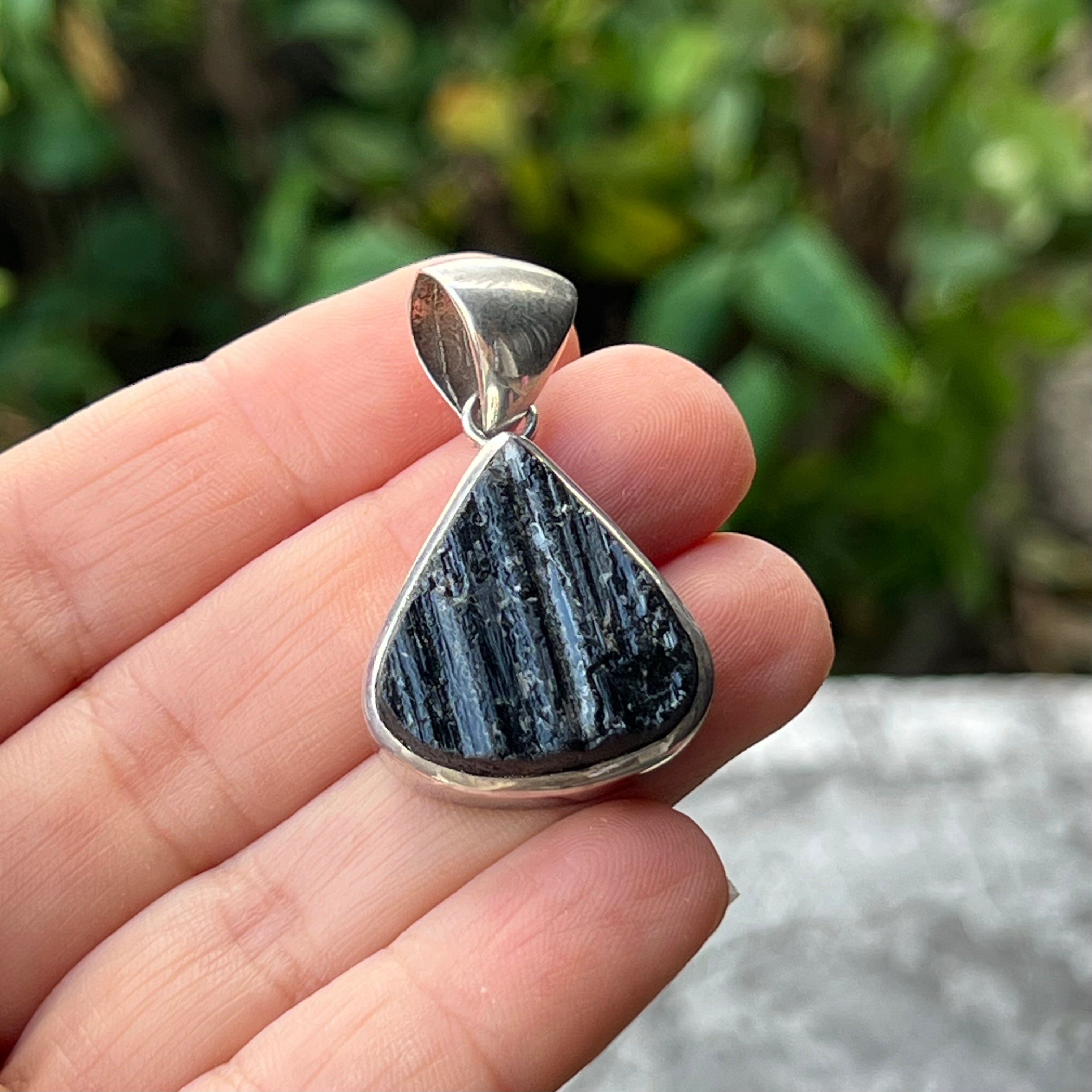 SALE ~ Black Tourmaline ~ Sterling Silver Pendant